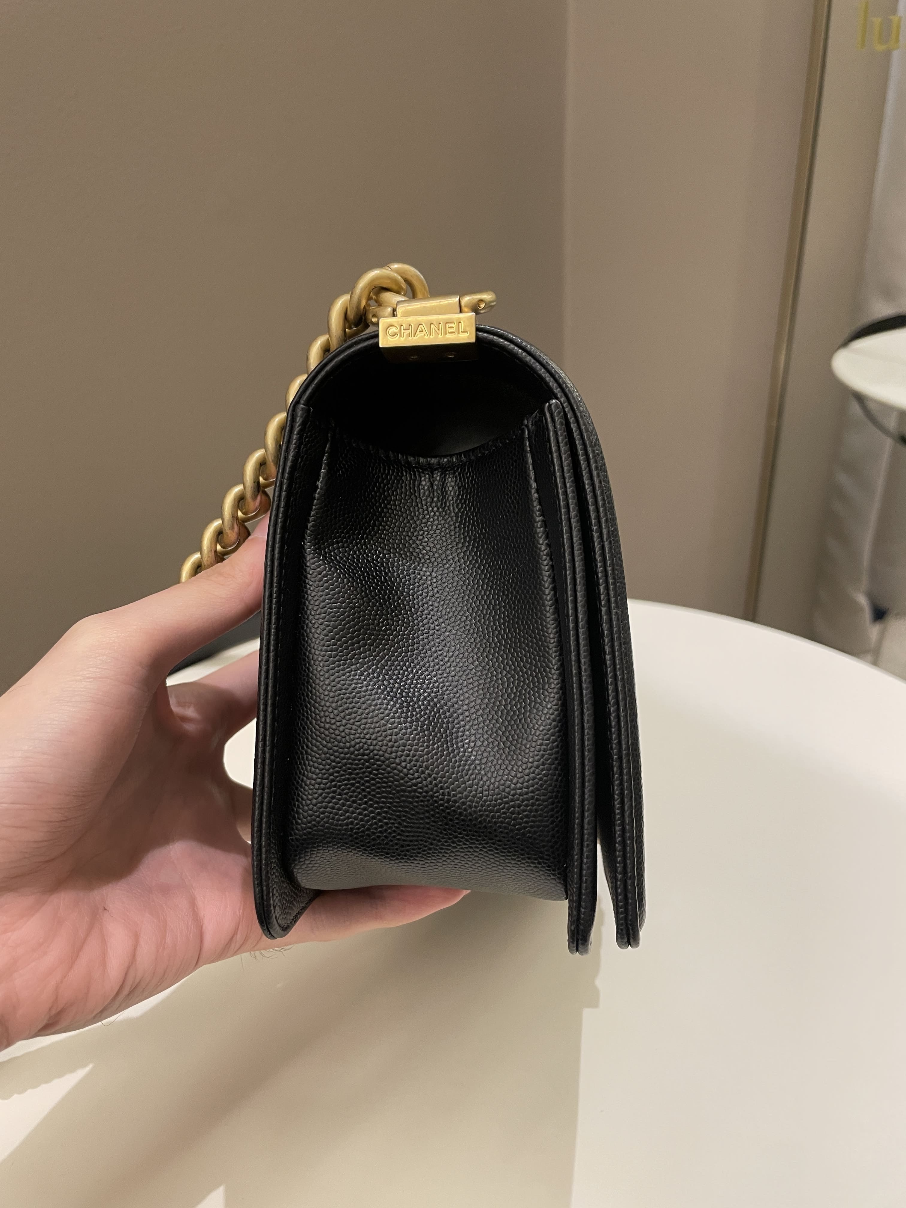 Chanel Quilted Boy Old Medium Black Caviar