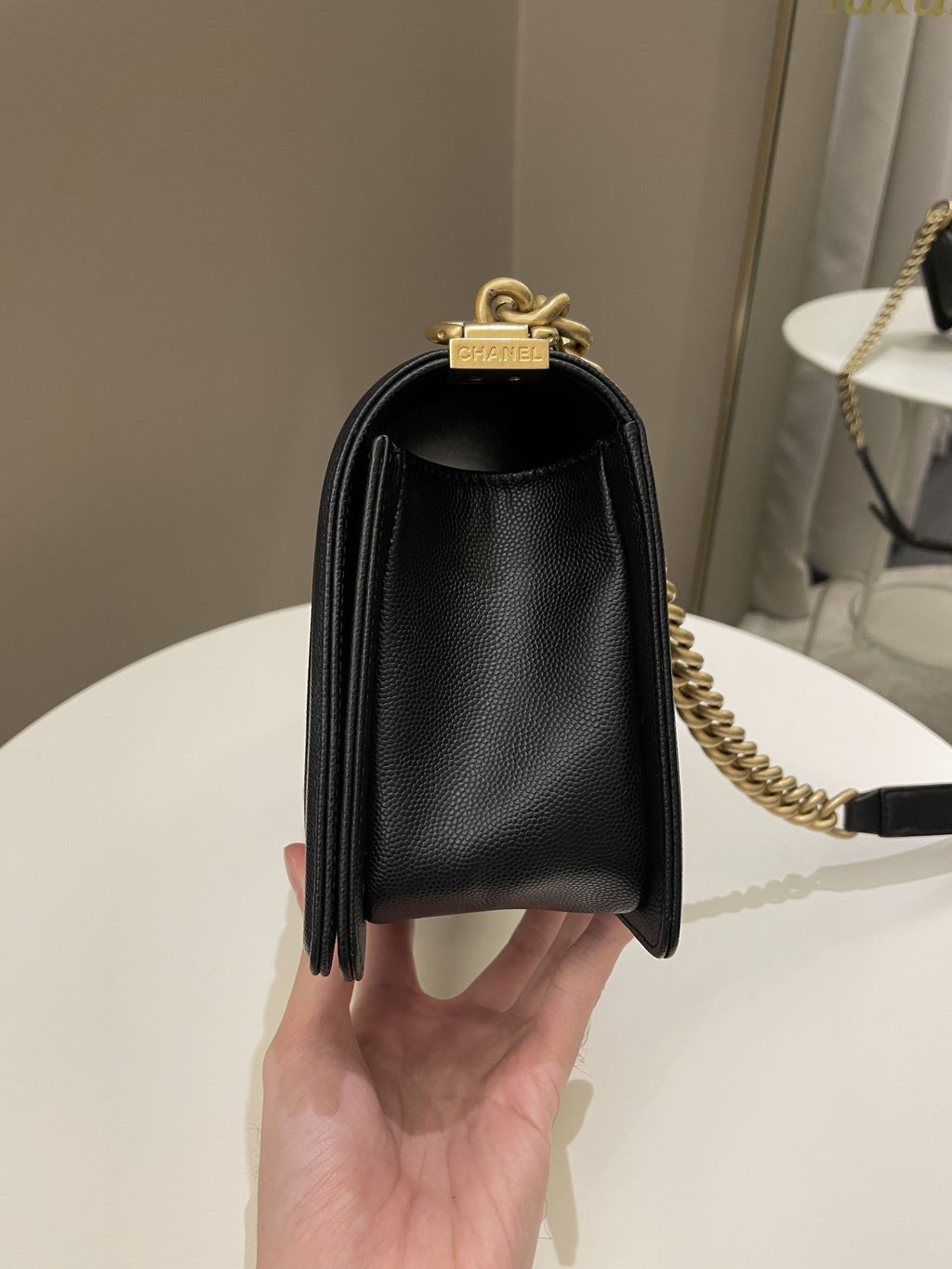 Chanel Quilted Boy Old Medium Black Caviar