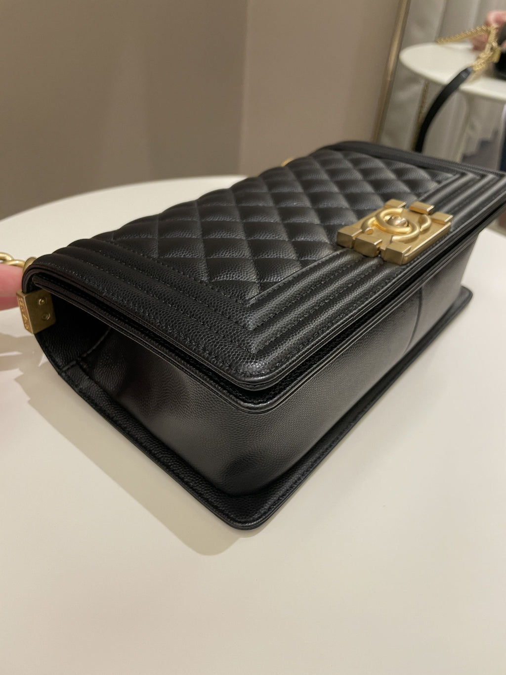 Chanel Quilted Boy Old Medium Black Caviar