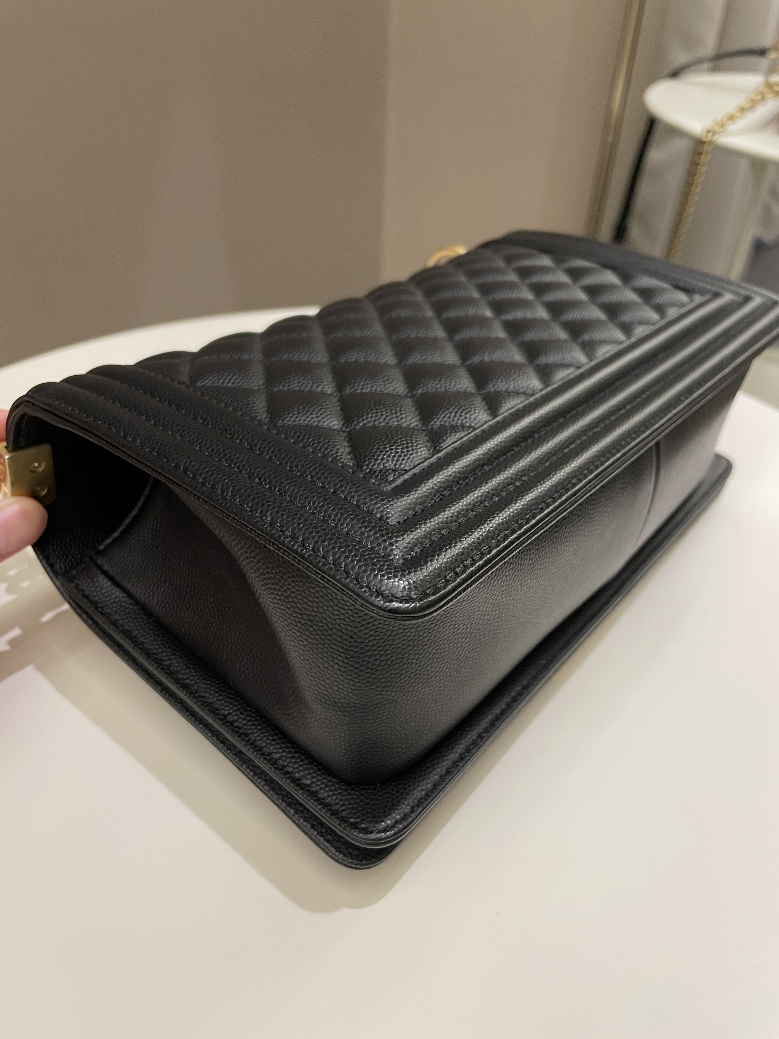 Chanel Quilted Boy Old Medium Black Caviar