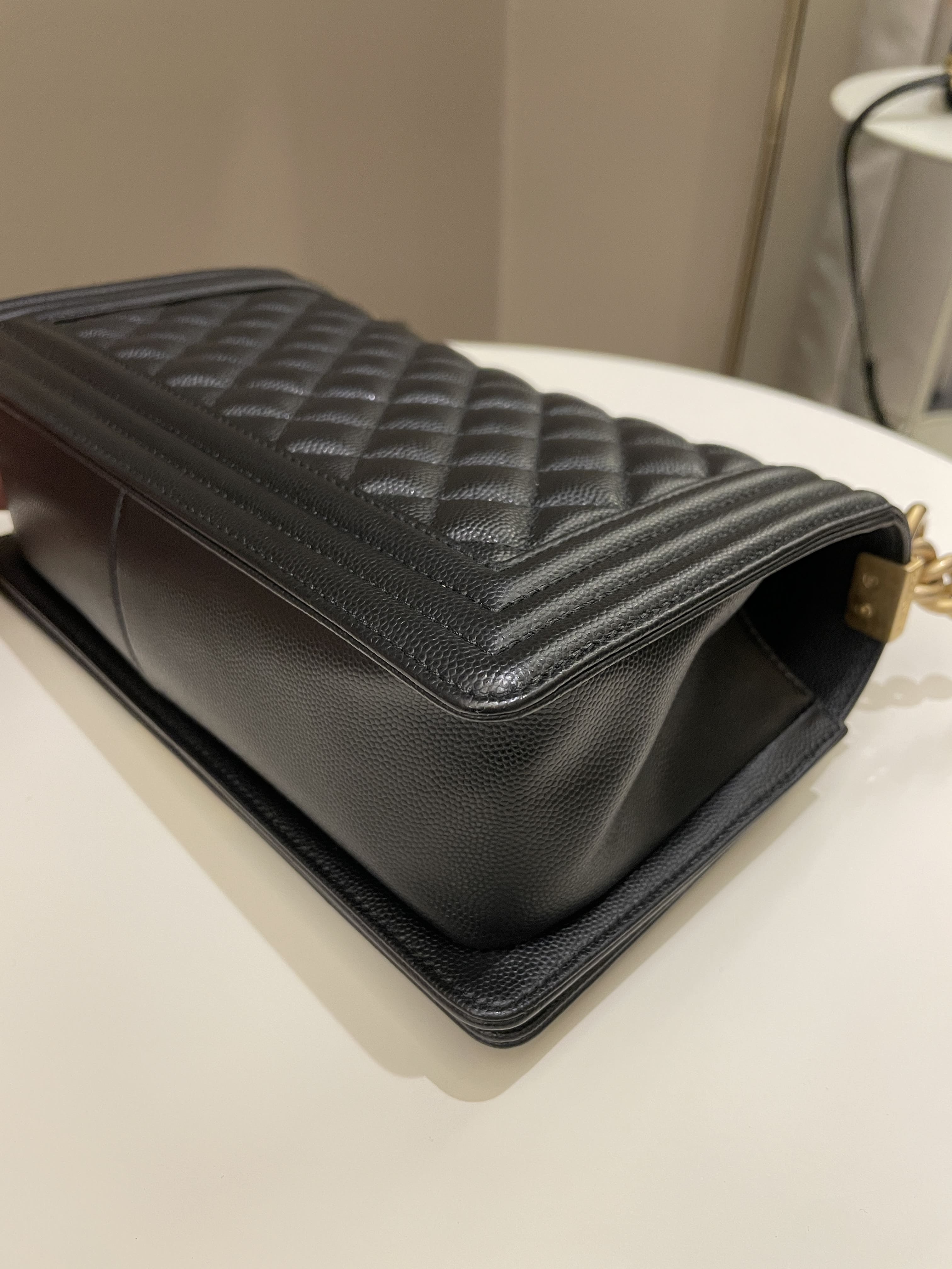 Chanel Quilted Boy Old Medium Black Caviar
