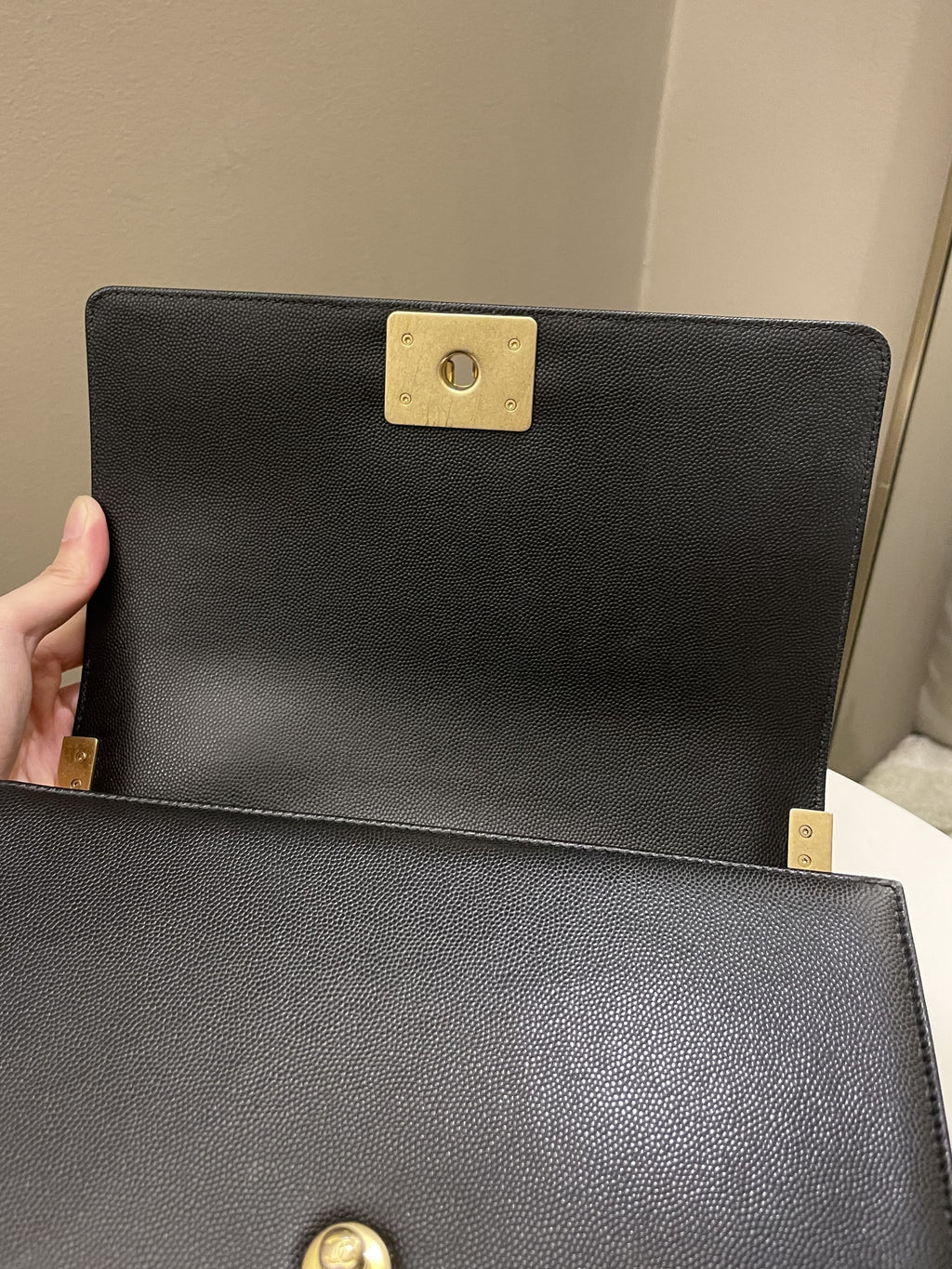 Chanel Quilted Boy Old Medium Black Caviar