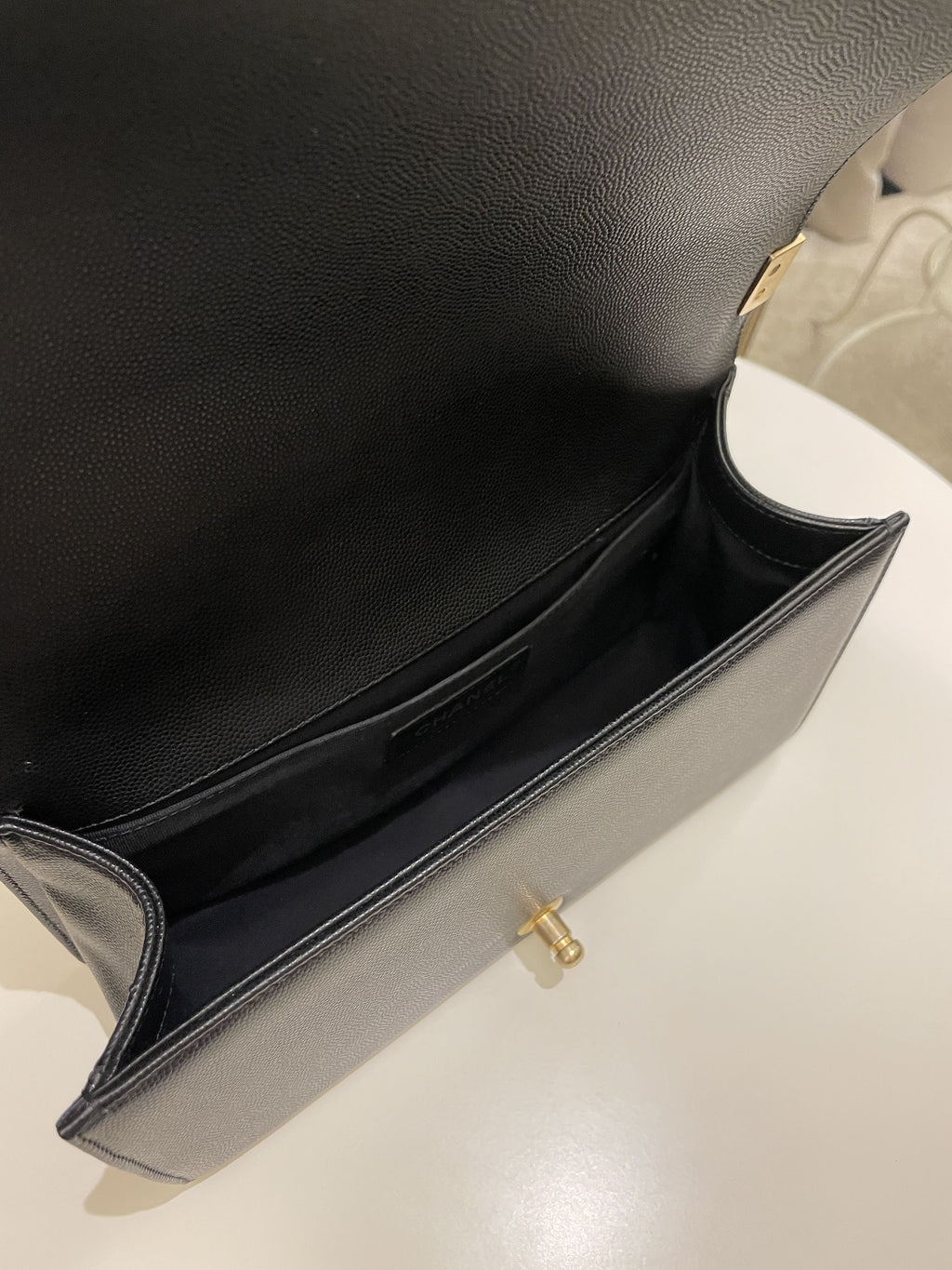 Chanel Quilted Boy Old Medium Black Caviar