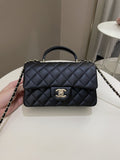 Chanel Quilted Top Handle Mini Rectangular Midnight Iridescent