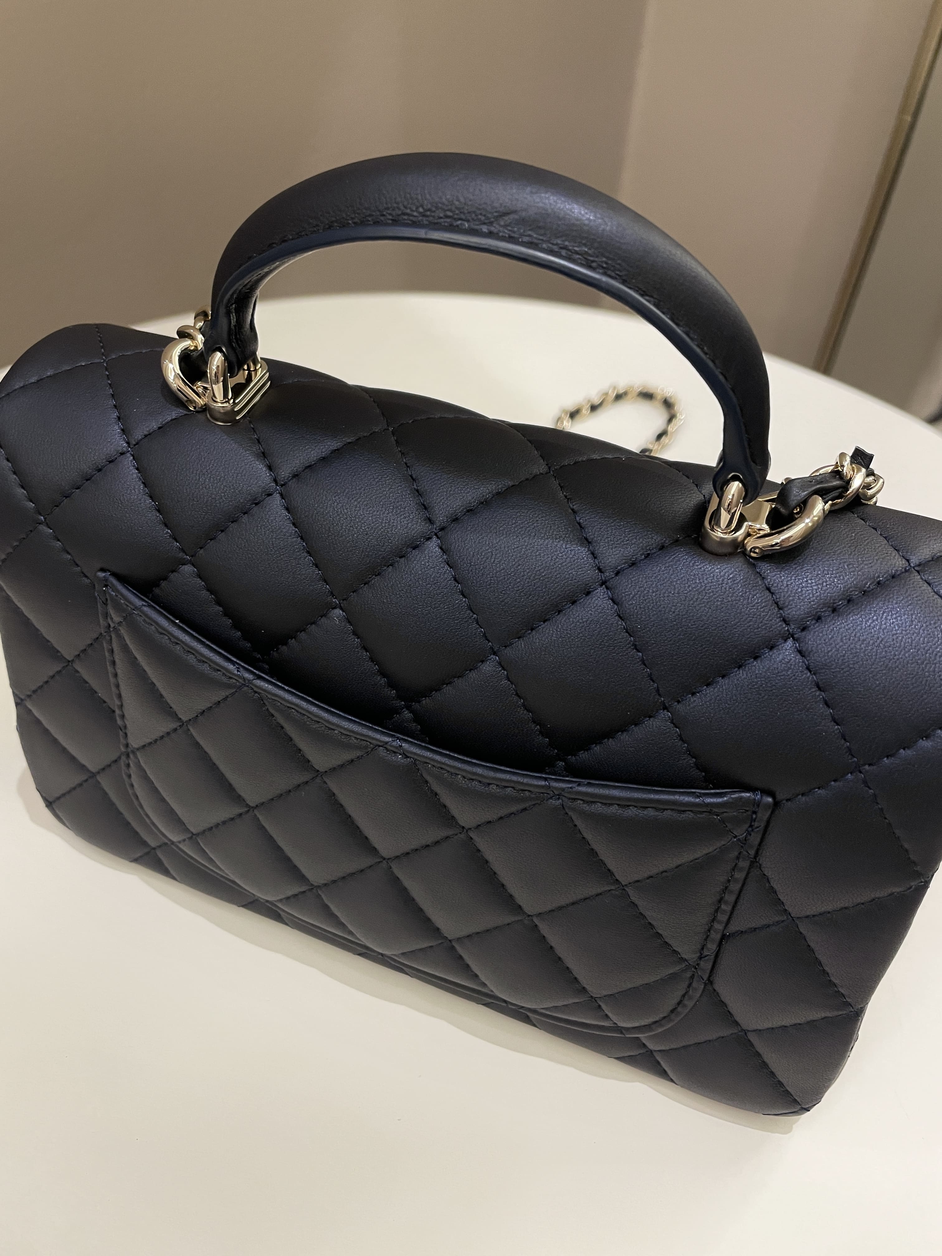 Chanel Quilted Top Handle Mini Rectangular Midnight Iridescent