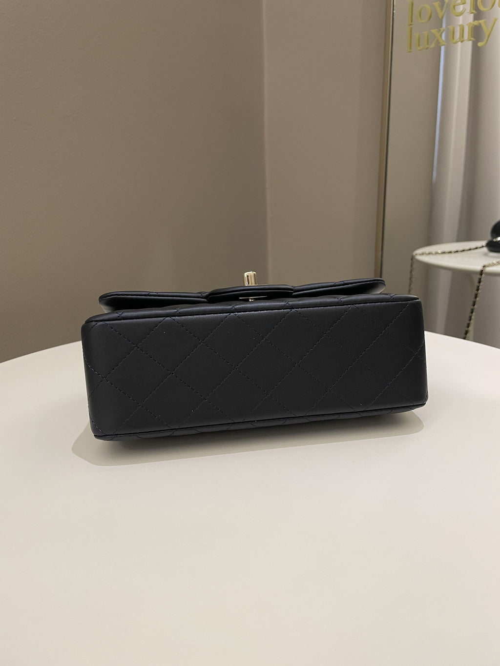 Chanel Quilted Top Handle Mini Rectangular Midnight Iridescent