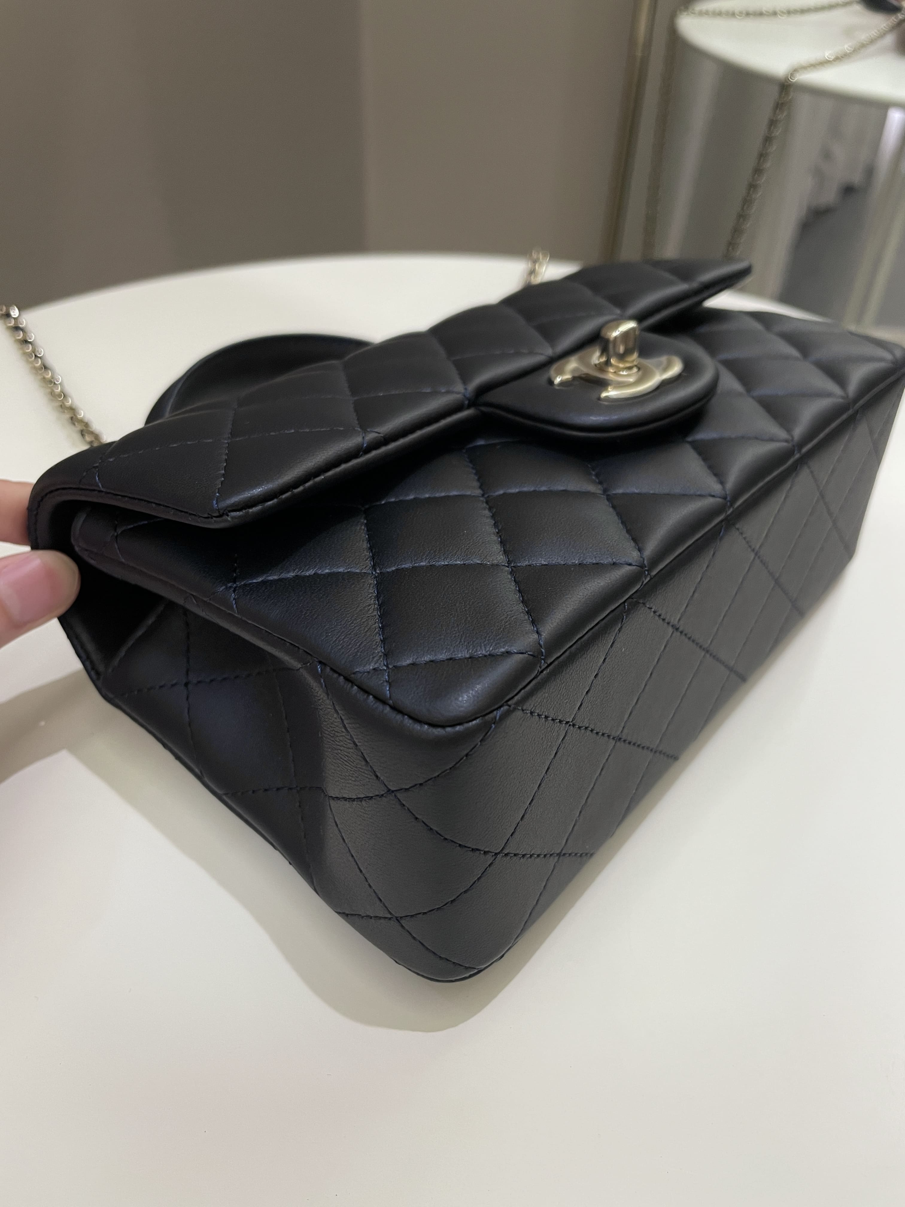Chanel Quilted Top Handle Mini Rectangular Midnight Iridescent