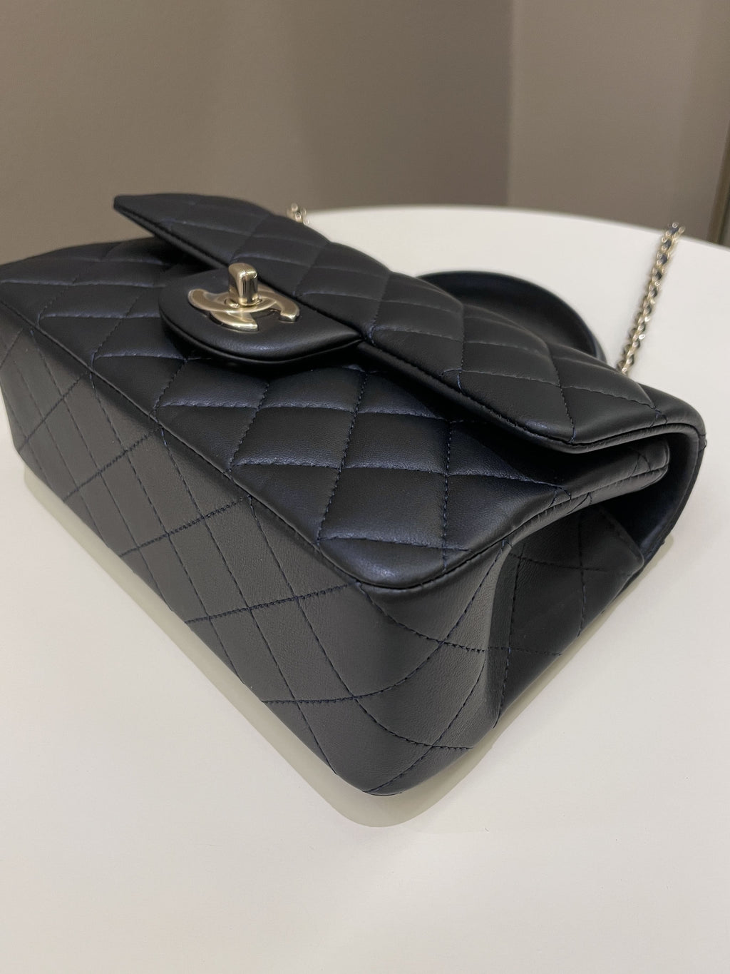 Chanel Quilted Top Handle Mini Rectangular Midnight Iridescent