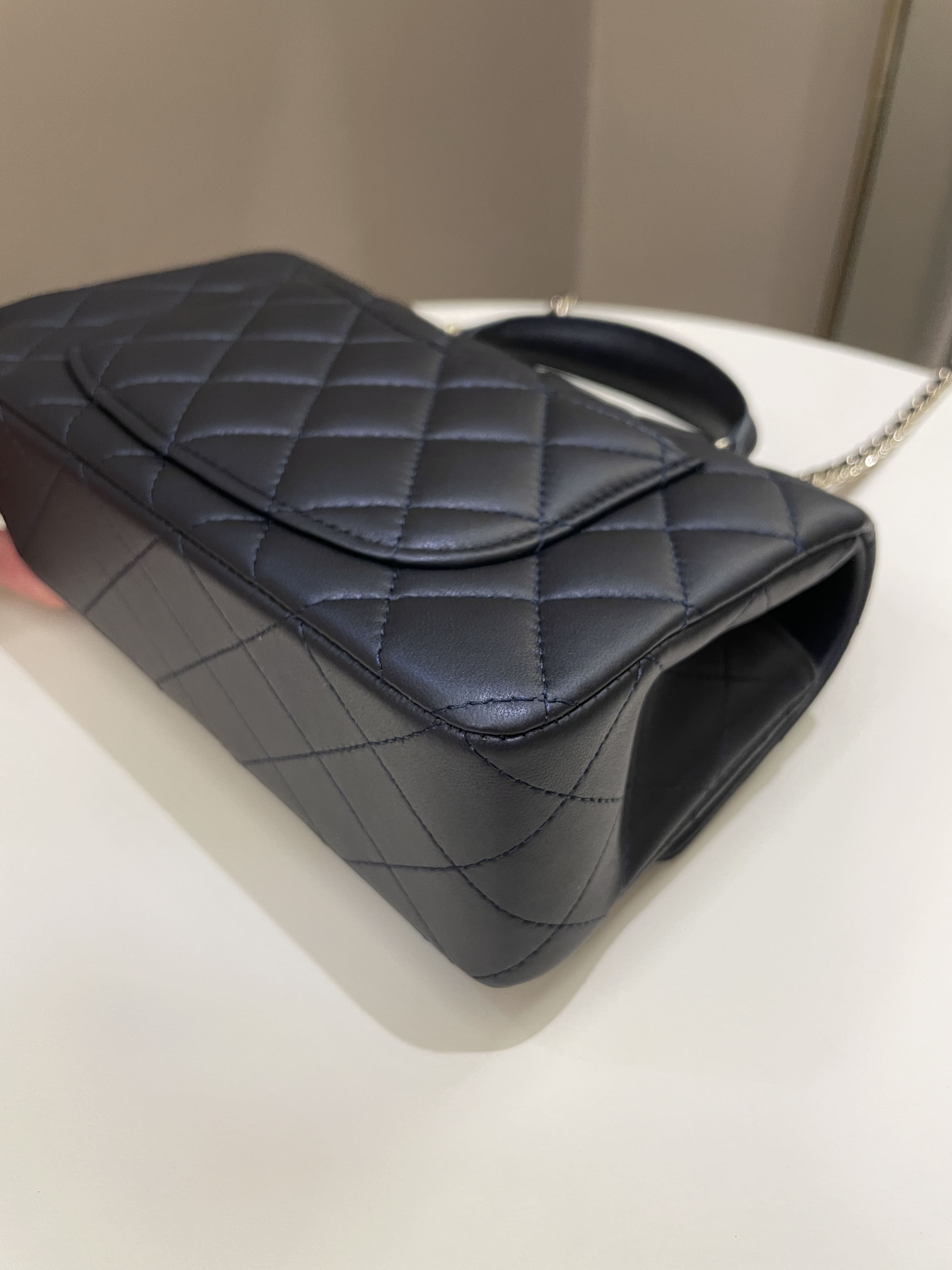 Chanel Quilted Top Handle Mini Rectangular Midnight Iridescent