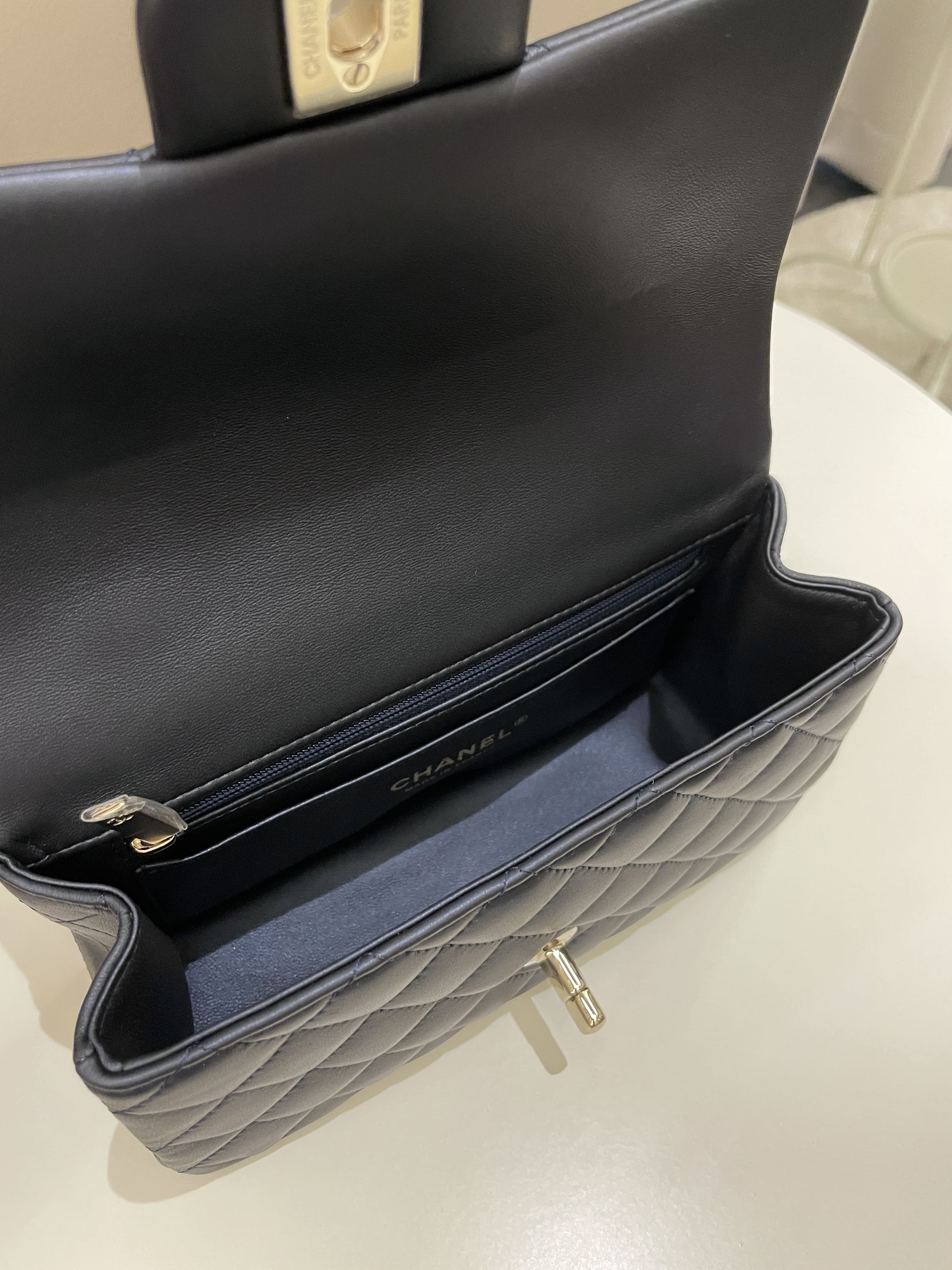 Chanel Quilted Top Handle Mini Rectangular Midnight Iridescent