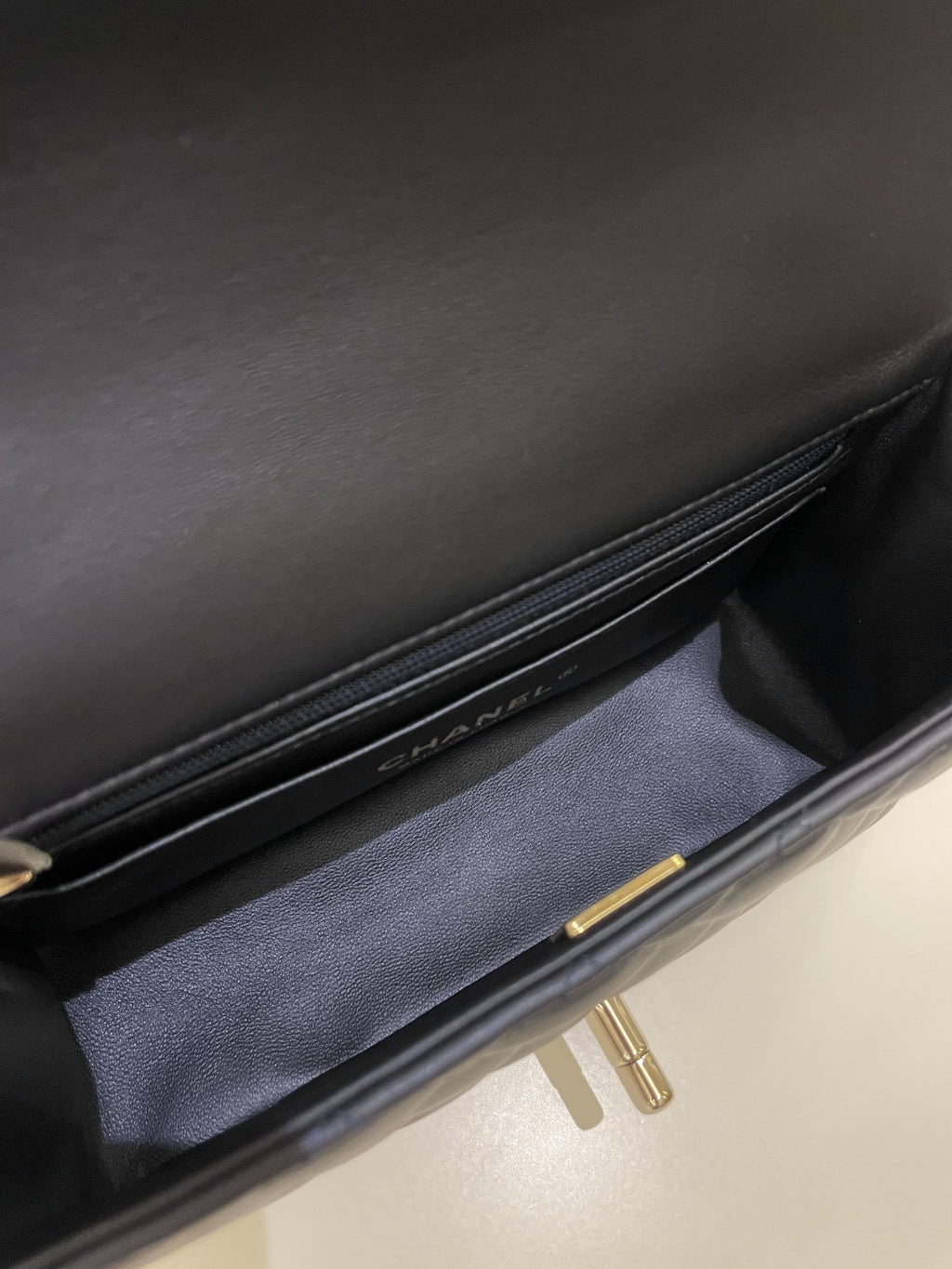 Chanel Quilted Top Handle Mini Rectangular Midnight Iridescent