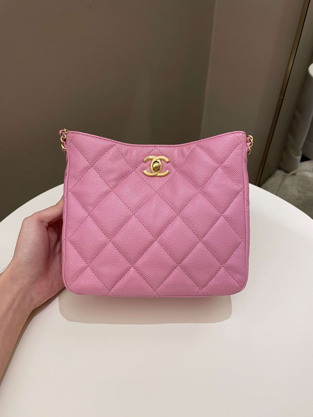 Chanel 22S Hobo Shoulder Bag Mavue Pink Caviar