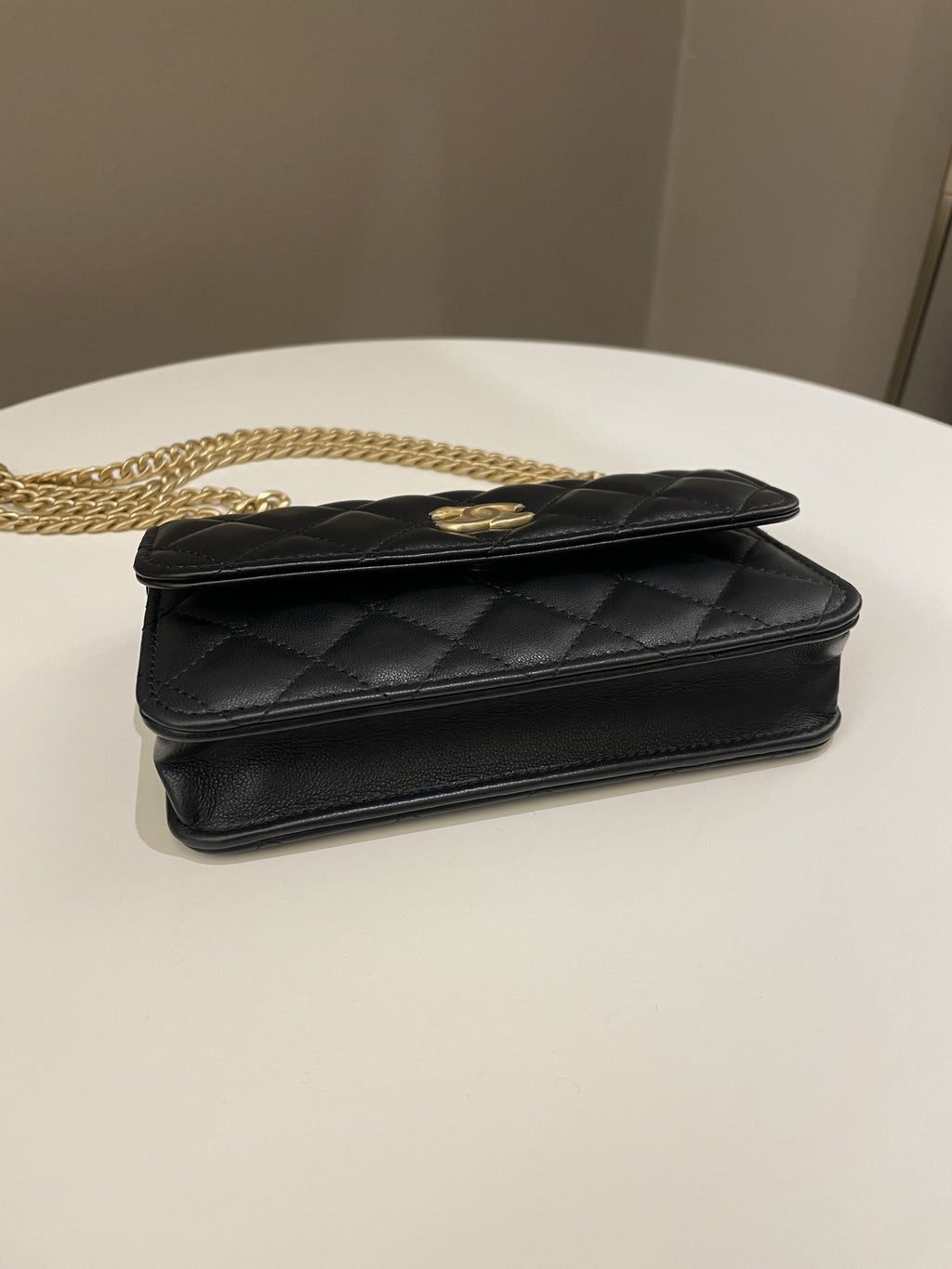 Chanel Camellia Pearl Crush Clutch on Chain Black