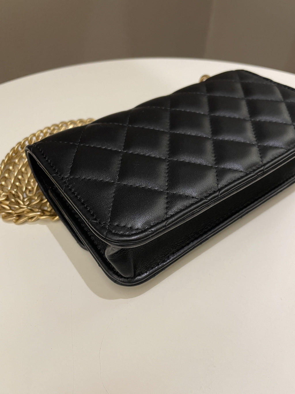 Chanel Camellia Pearl Crush Clutch on Chain Black