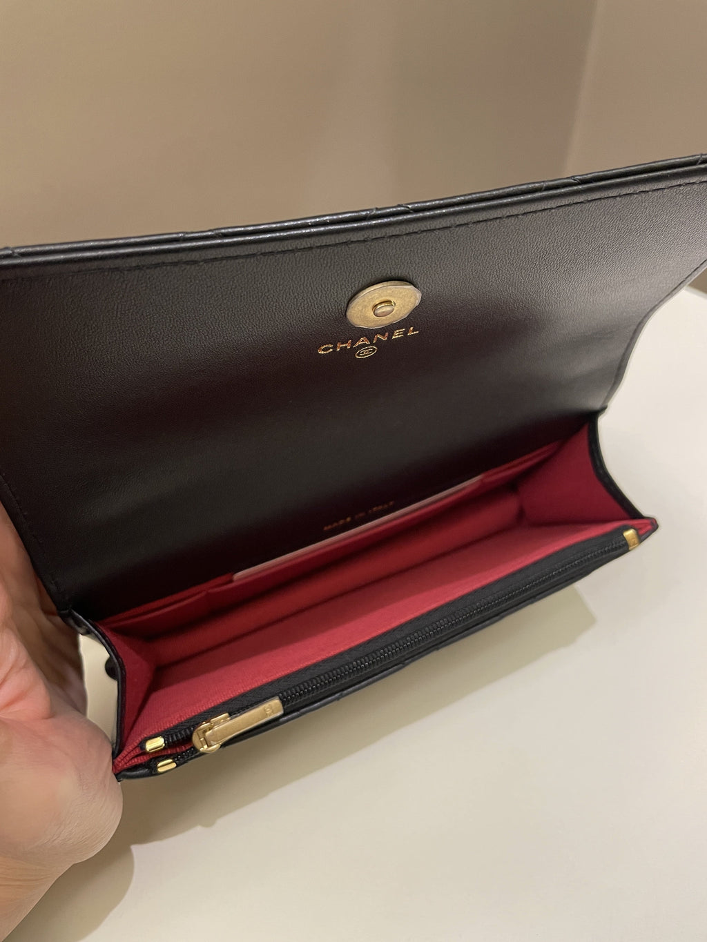 Chanel Camellia Pearl Crush Clutch on Chain Black