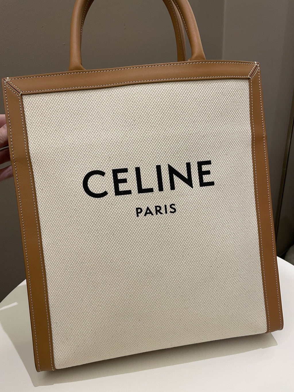 Celine Vertical Cabas Tote Bag Beige / Brown