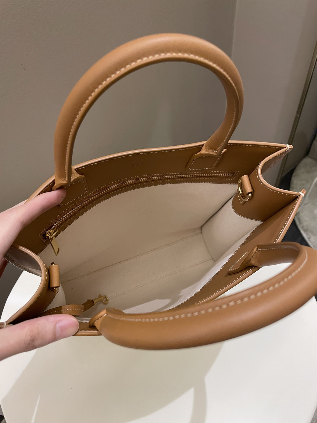 Celine Vertical Cabas Tote Bag Beige / Brown