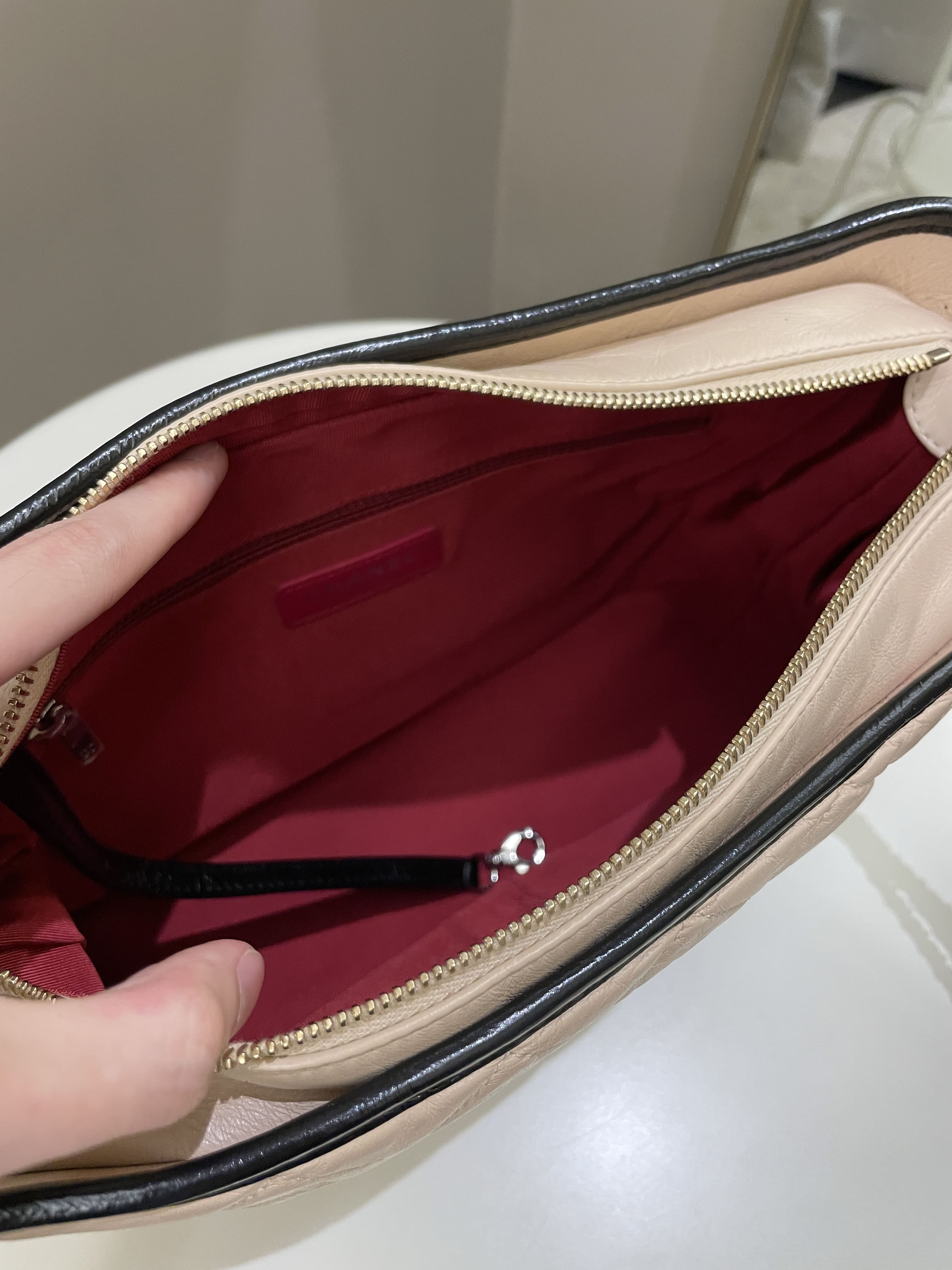 Chanel Quilted Gabrielle Hobo Beige / Black Aged Calfskin