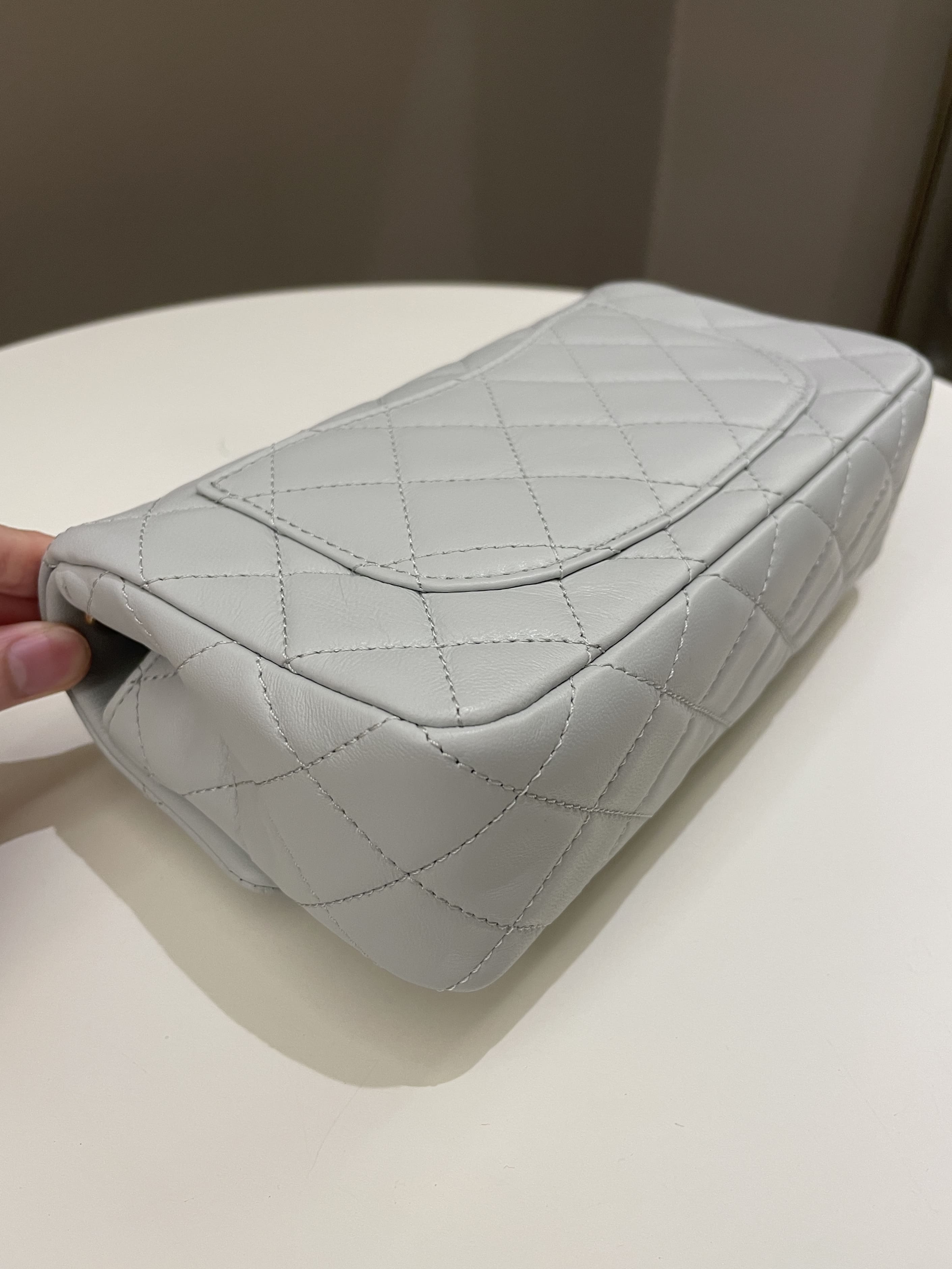 Chanel Pearl Crush Quilted Mini Rectangular Grey Lambskin