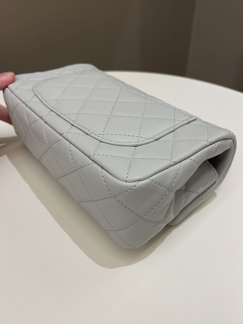 Chanel Pearl Crush Quilted Mini Rectangular Grey Lambskin