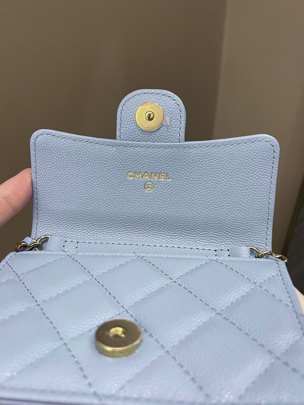 Chanel Quilted Clutch On Chain Blue Caviar