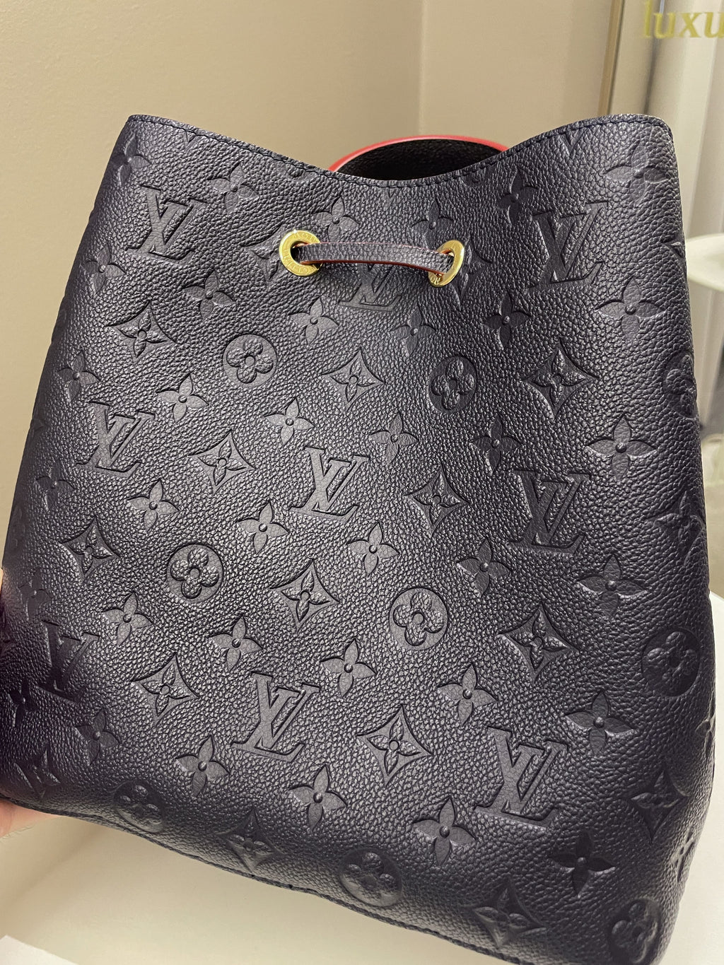 Louis Vuitton Neo Noe Bucket Bag Marine Rouge Empreinte Leather