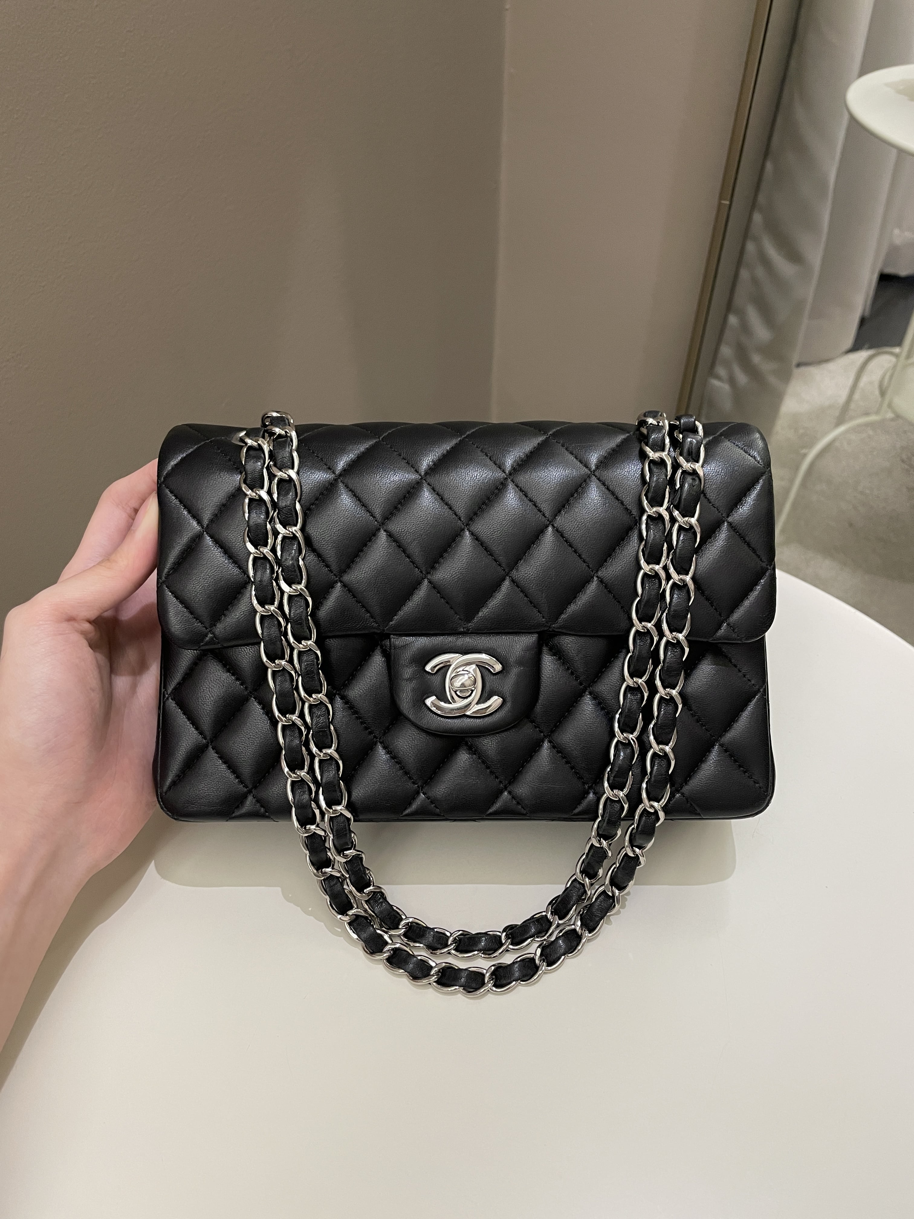 Chanel Classic Quilted Small Double Flap Black Lambskin