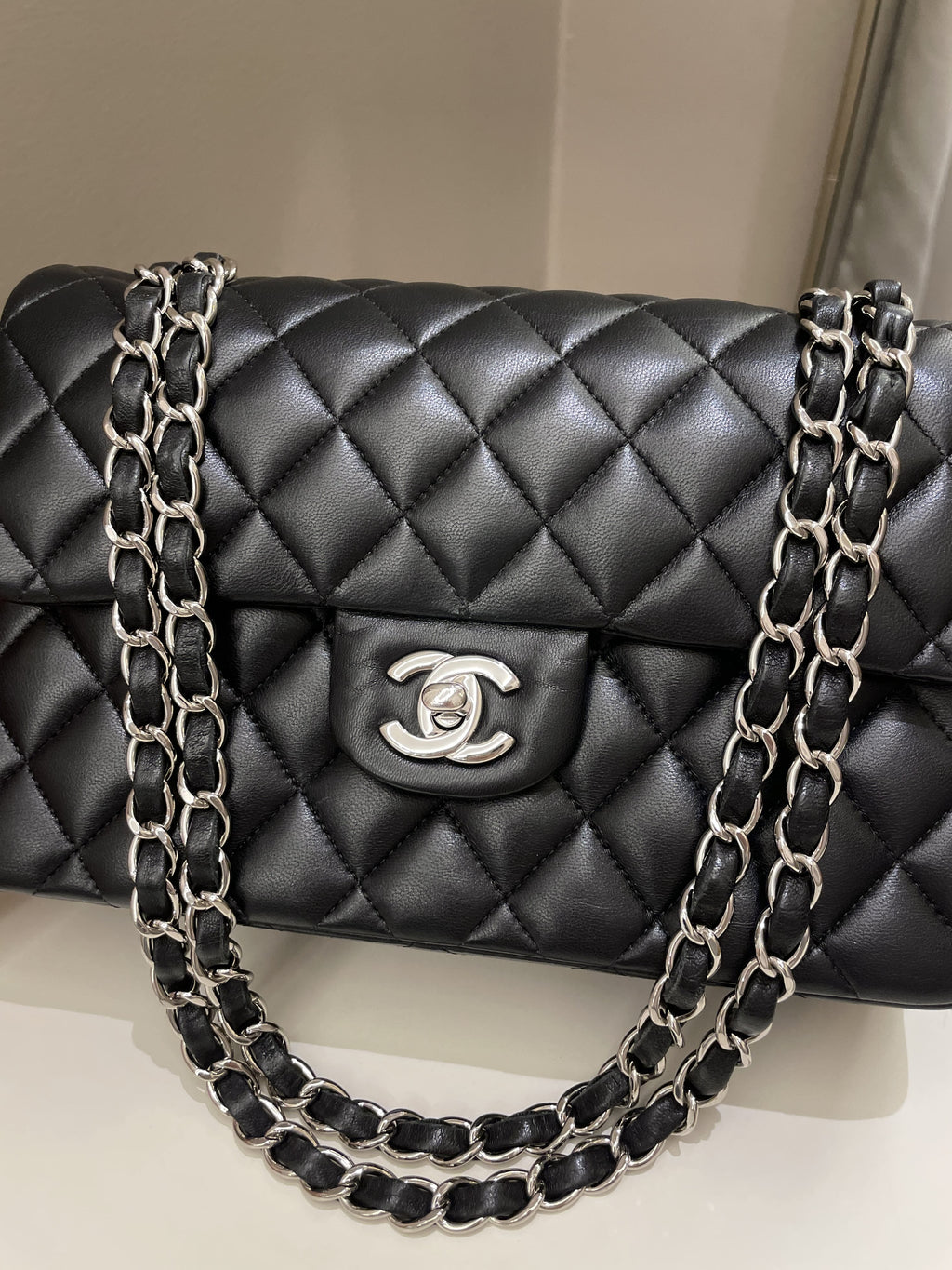 Chanel Classic Quilted Small Double Flap Black Lambskin