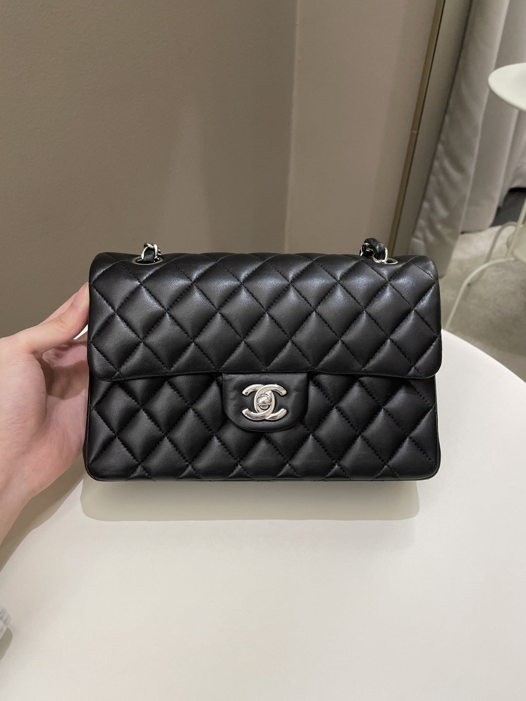 Chanel Classic Quilted Small Double Flap Black Lambskin