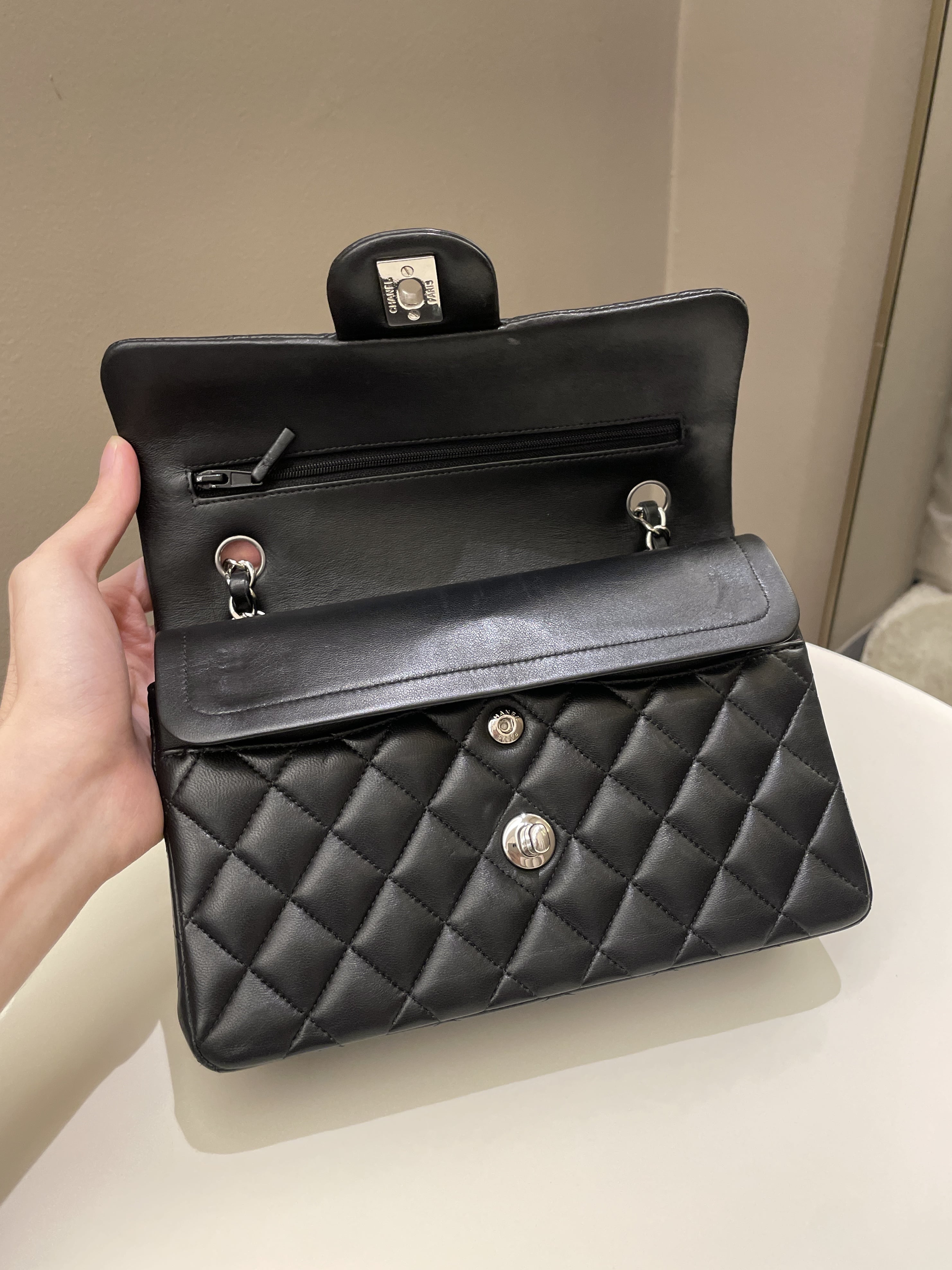 Chanel Classic Quilted Small Double Flap Black Lambskin