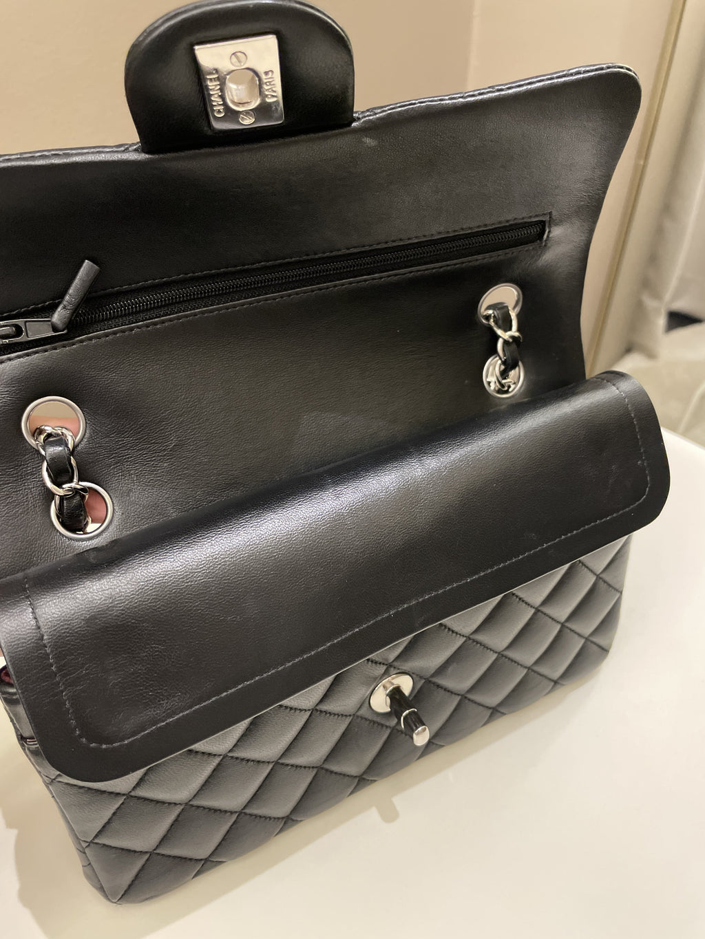 Chanel Classic Quilted Small Double Flap Black Lambskin