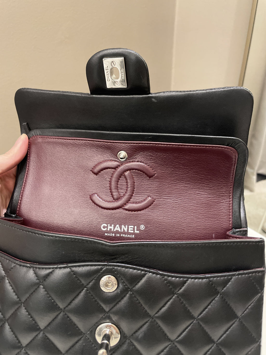 Chanel Classic Quilted Small Double Flap Black Lambskin