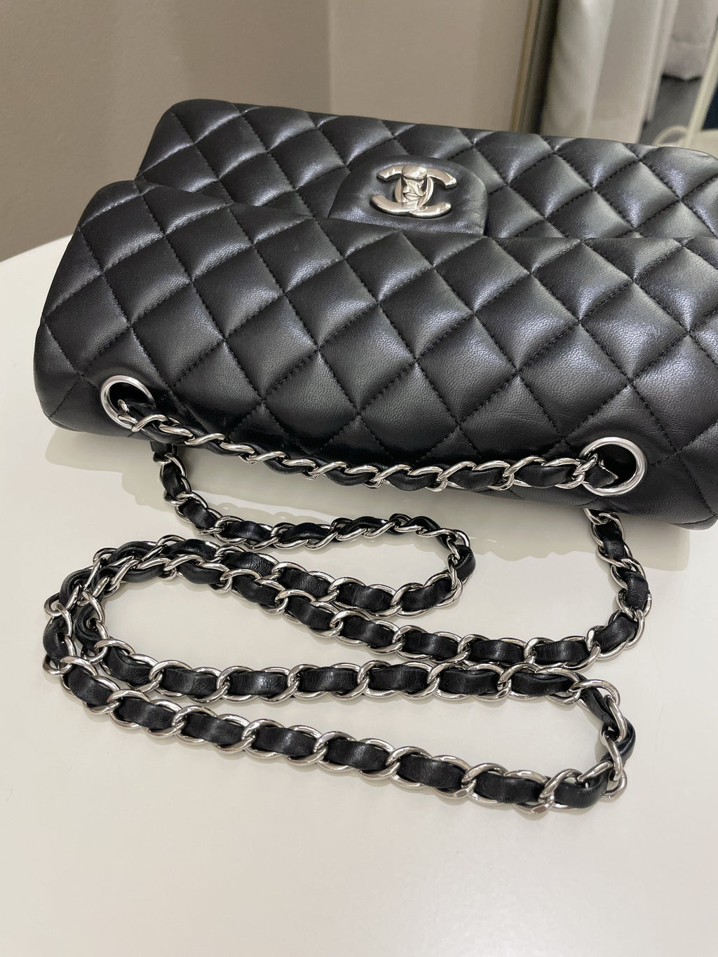 Chanel Classic Quilted Small Double Flap Black Lambskin