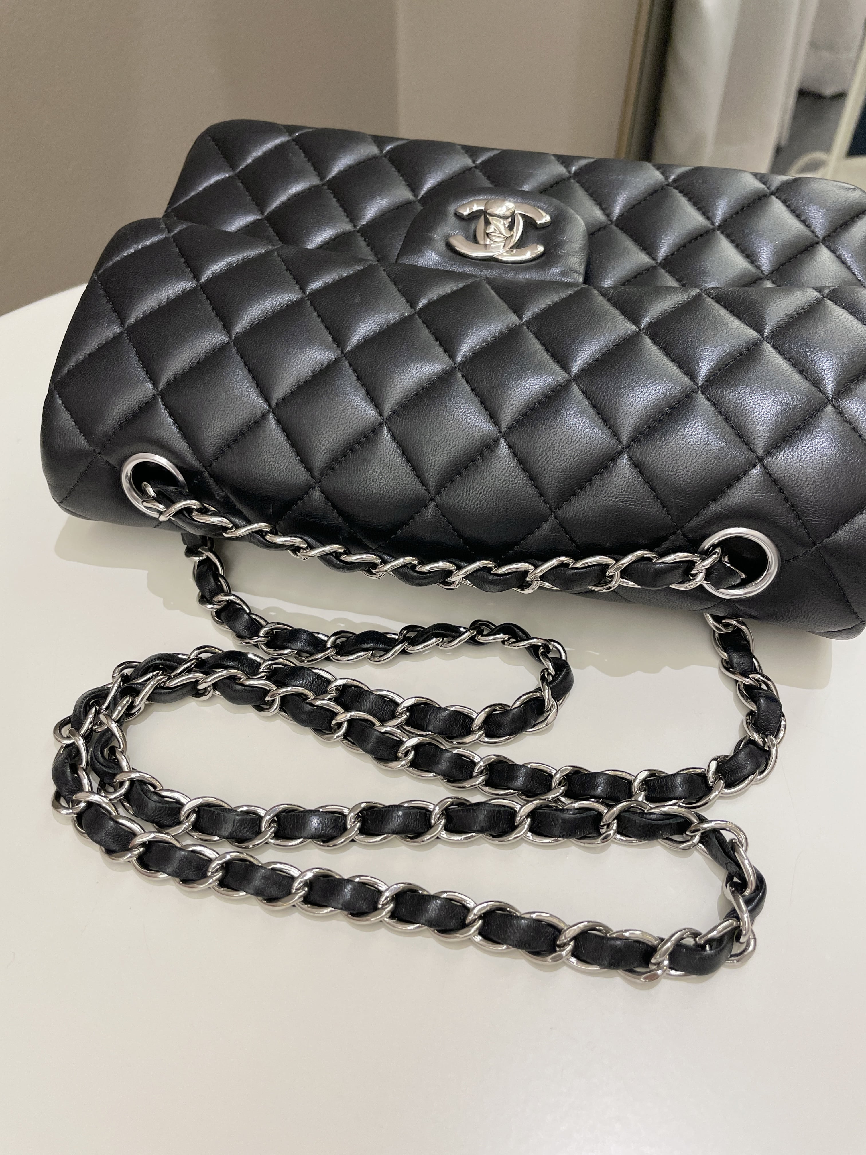 Chanel Classic Quilted Small Double Flap Black Lambskin