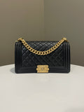 Chanel Quilted Boy Old Medium Black Caviar