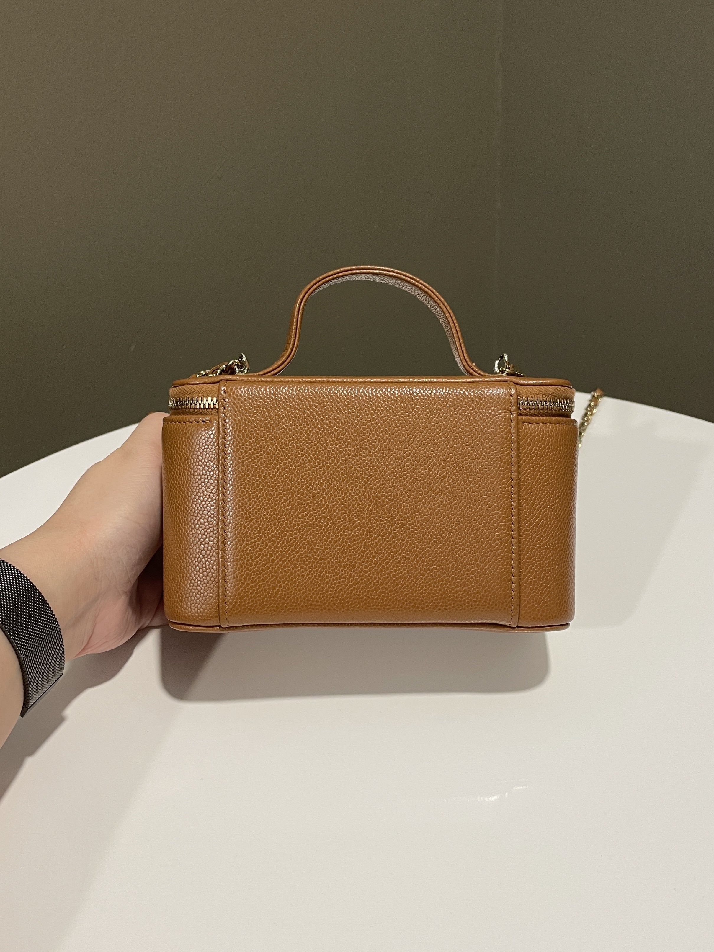 Chanel 23P Business Affinity Top Handle Vanity Rectangular Tan Caviar