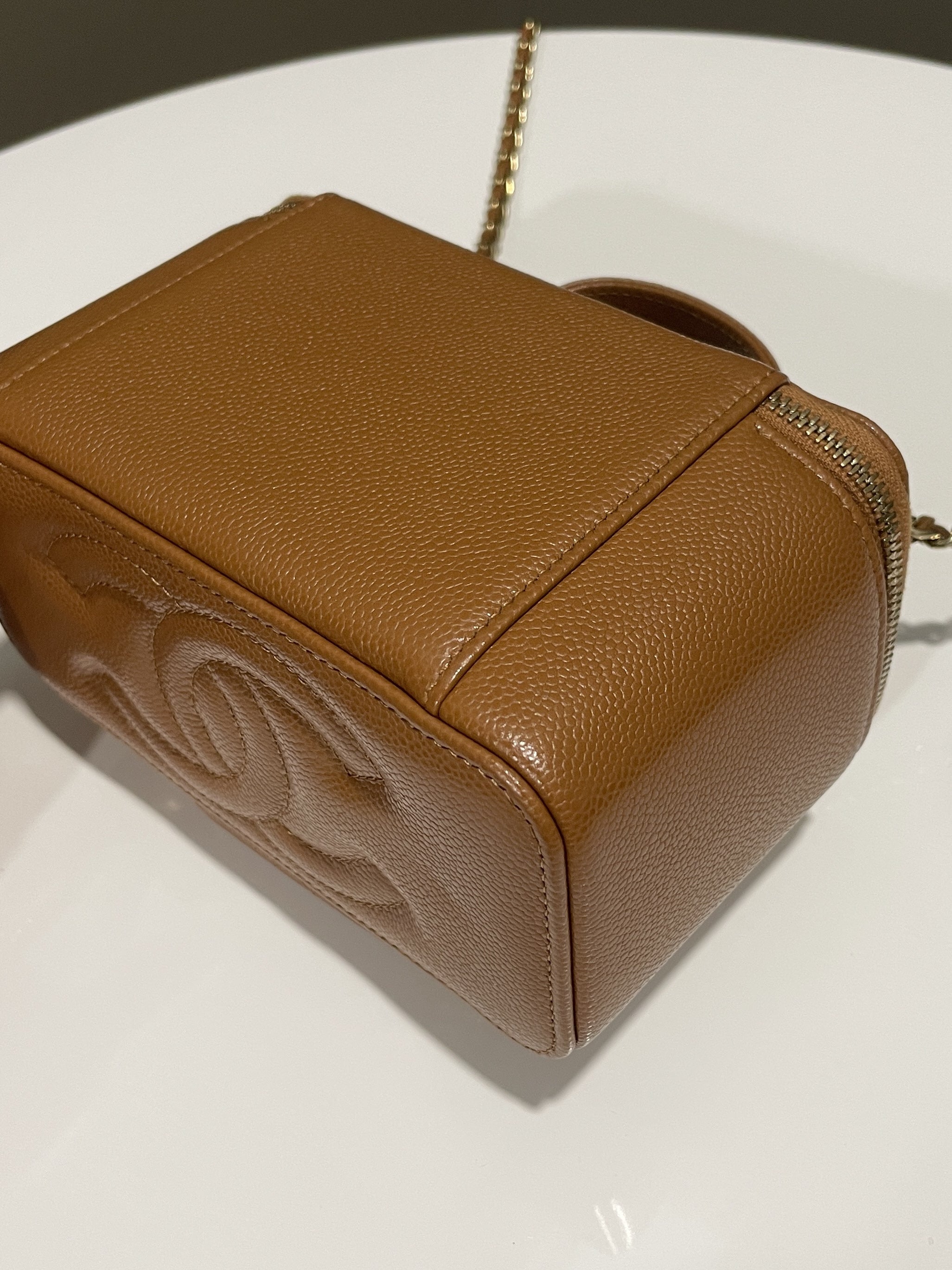 Chanel 23P Business Affinity Top Handle Vanity Rectangular Tan Caviar