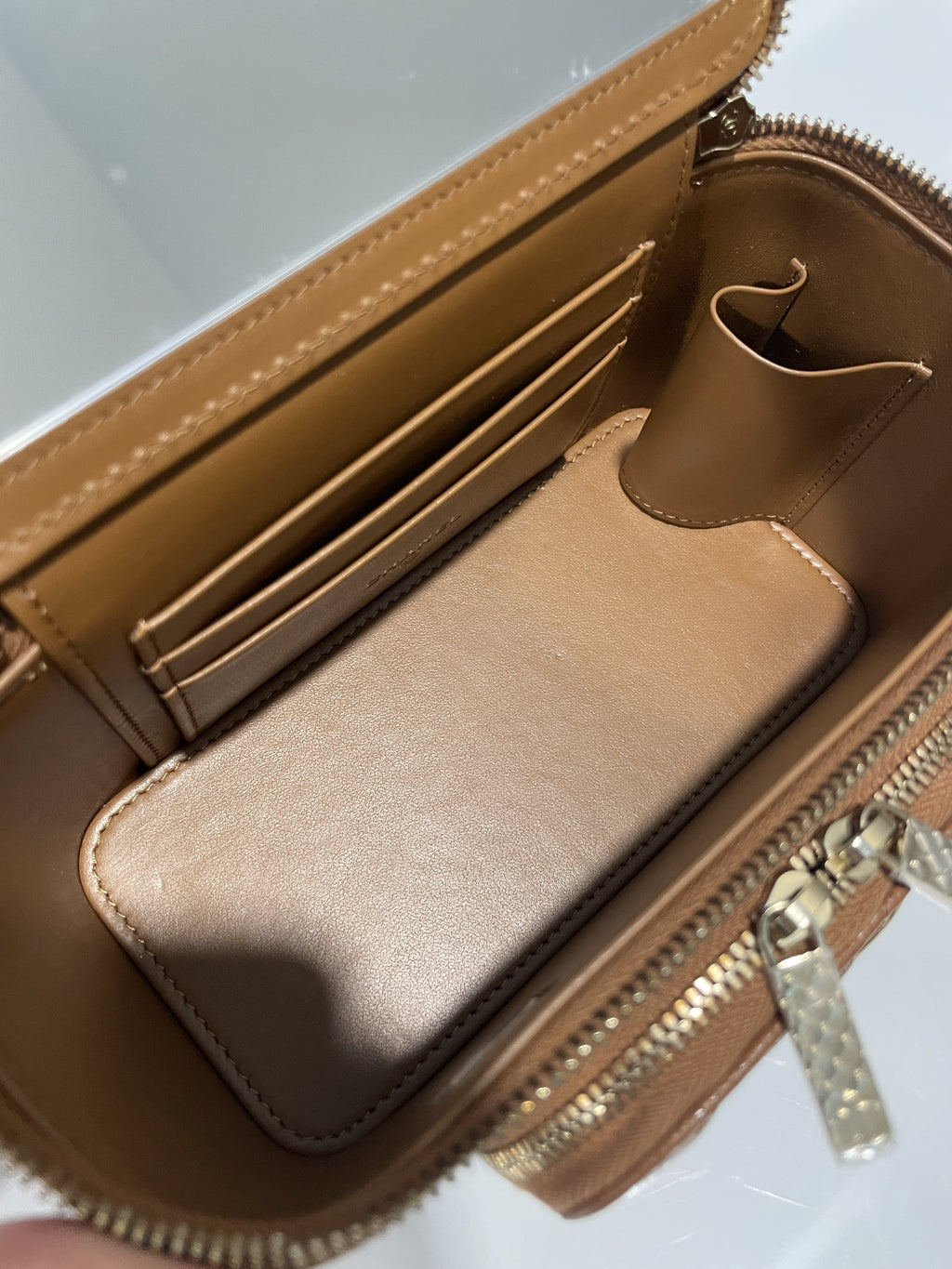 Chanel 23P Business Affinity Top Handle Vanity Rectangular Tan Caviar