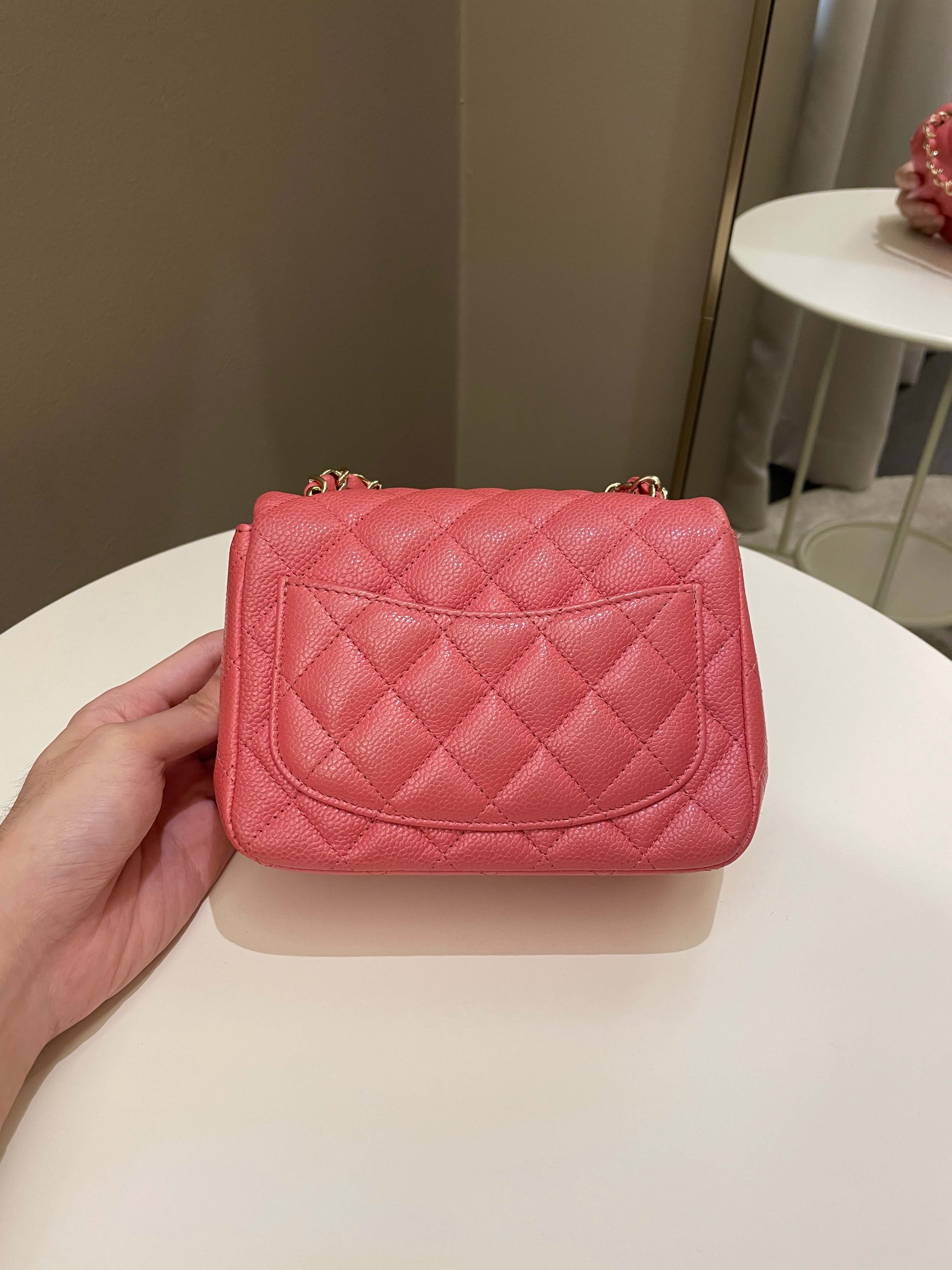 Chanel 18S Classic Quilted Mini Square Pearly Pink Caviar