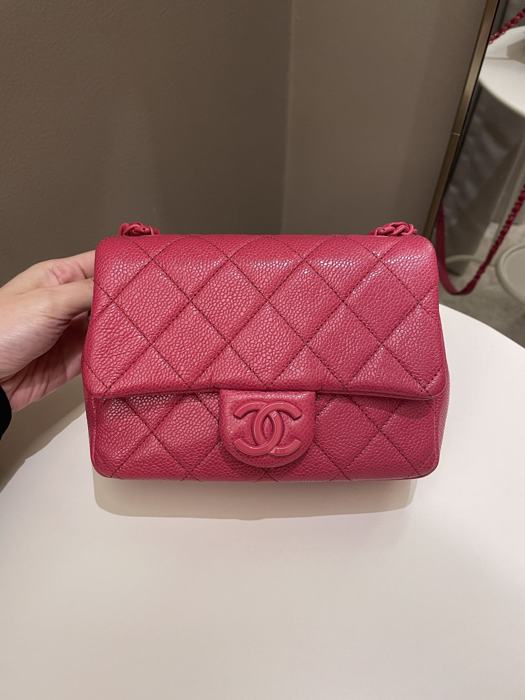 Chanel Quilted Incognito Mini Square Rose Pink Caviar