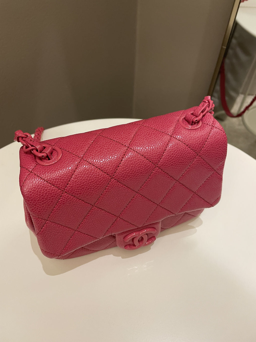 Chanel Quilted Incognito Mini Square Rose Pink Caviar