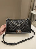 Chanel Quilted Boy Old Medium Black Calfskin