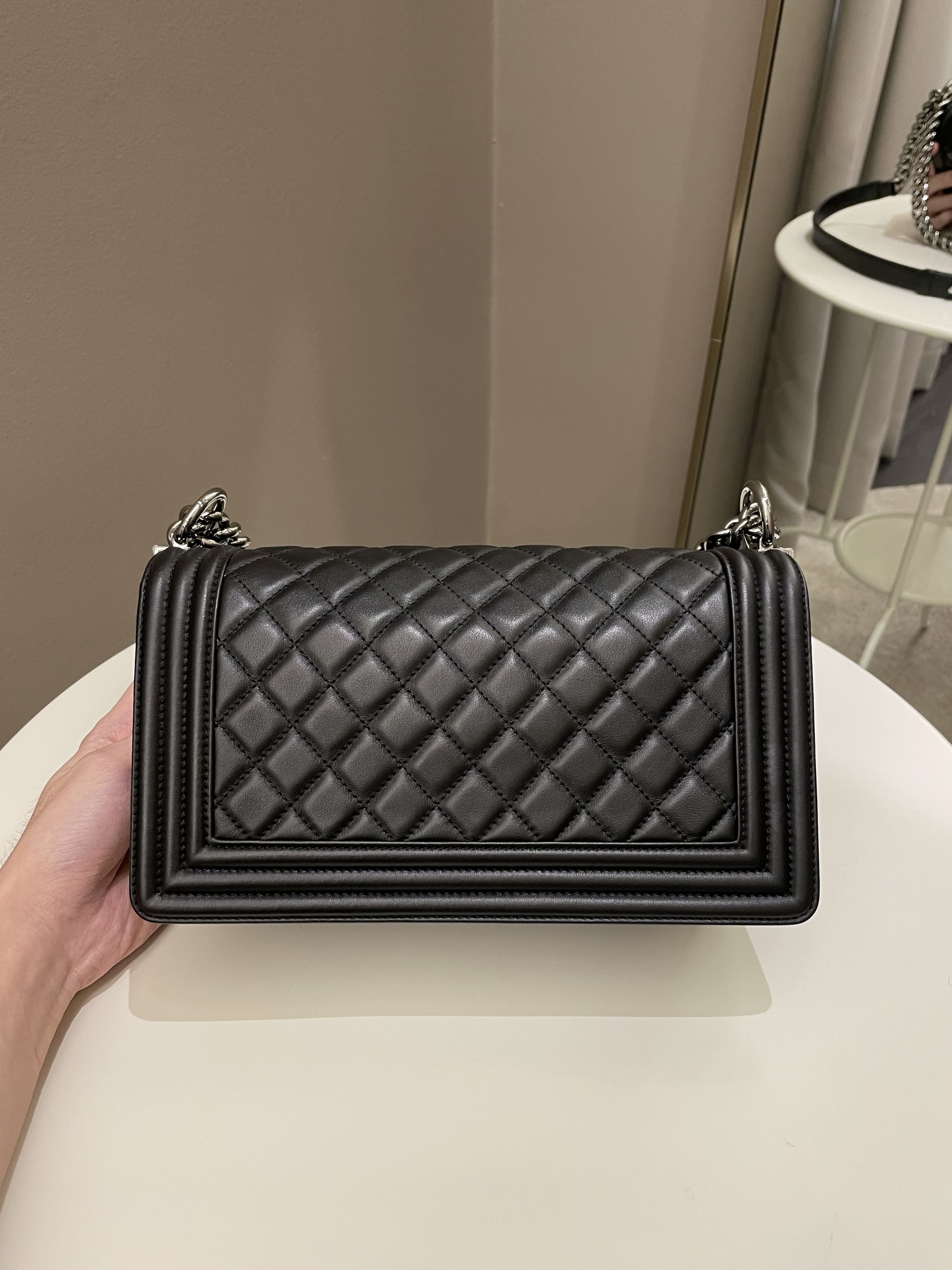 Chanel Quilted Boy Old Medium Black Calfskin
