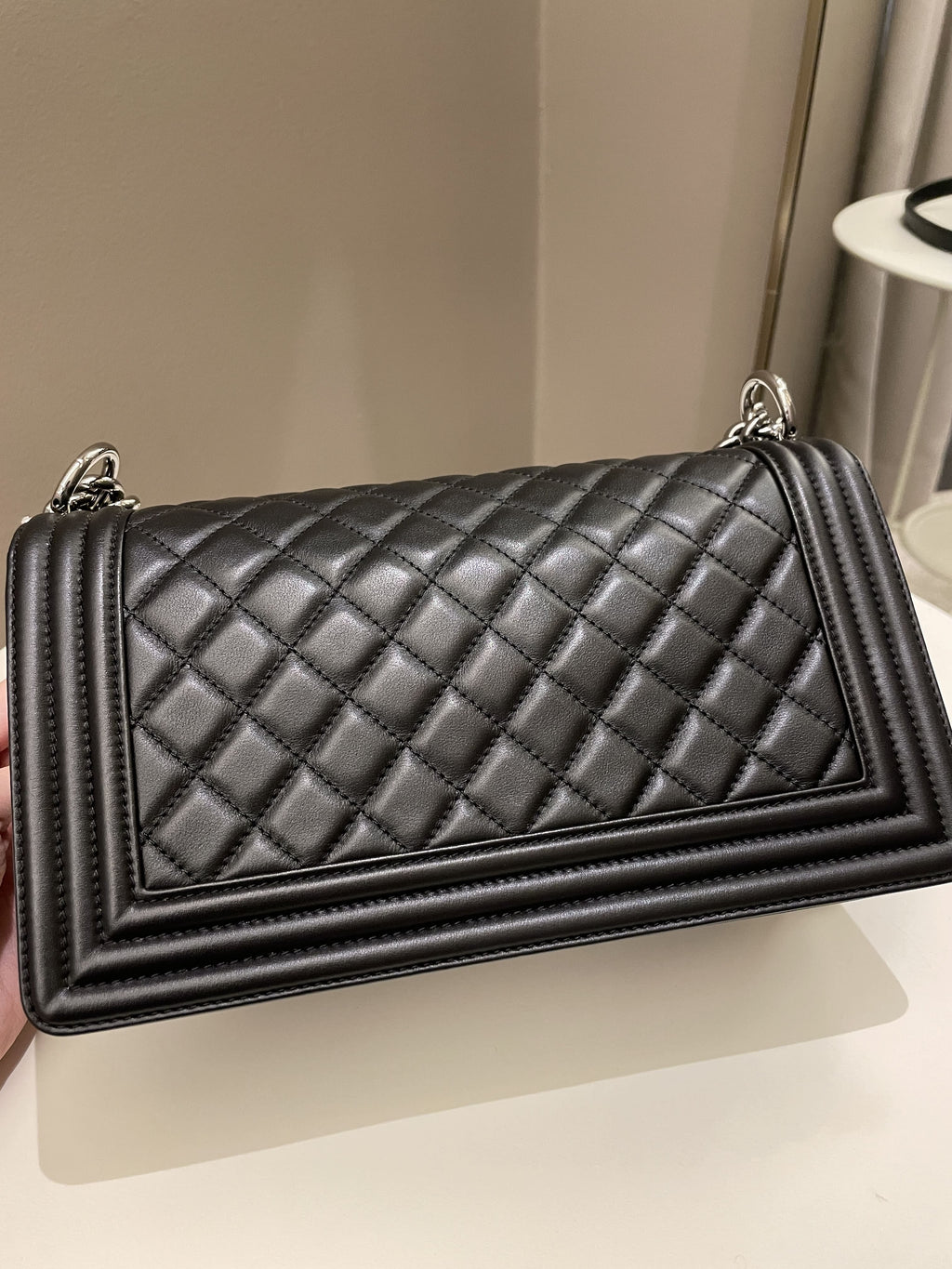 Chanel Quilted Boy Old Medium Black Calfskin