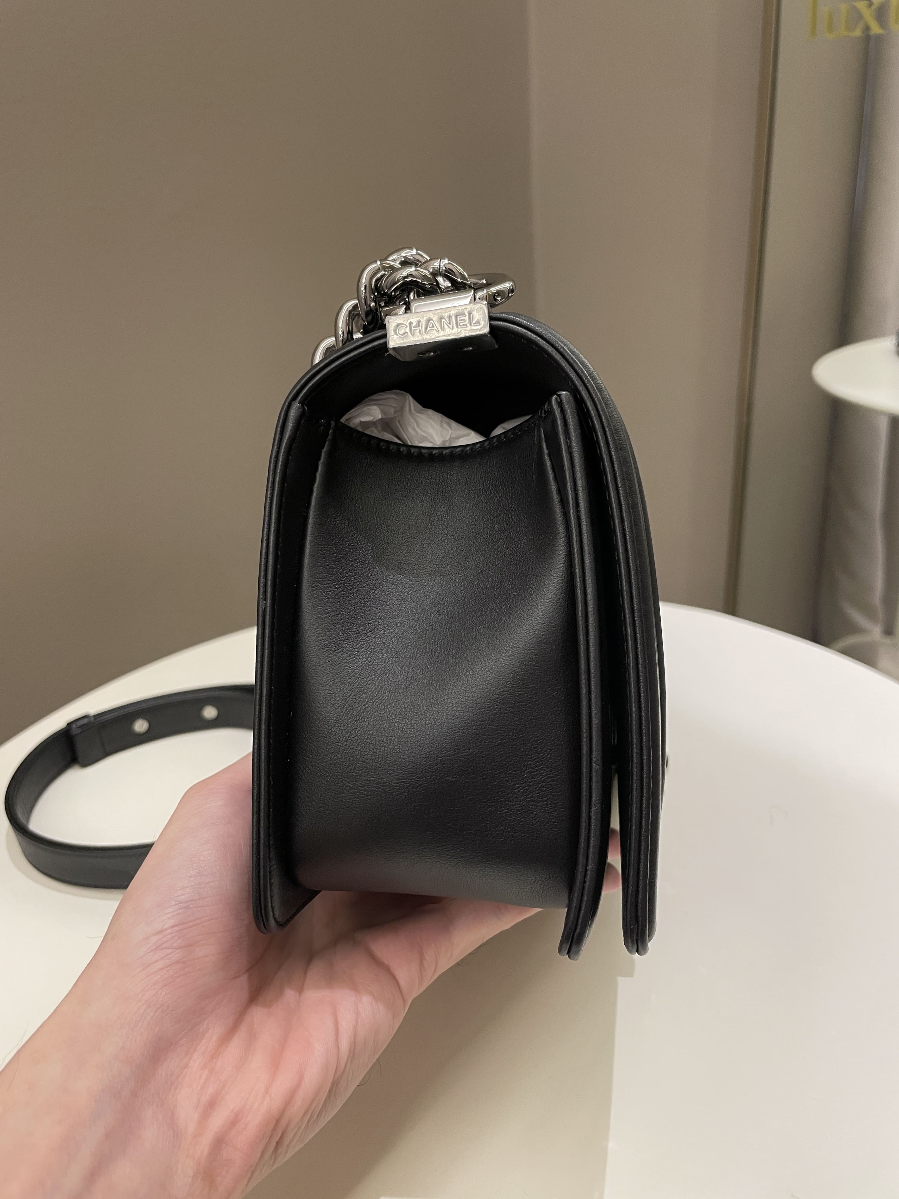 Chanel Quilted Boy Old Medium Black Calfskin