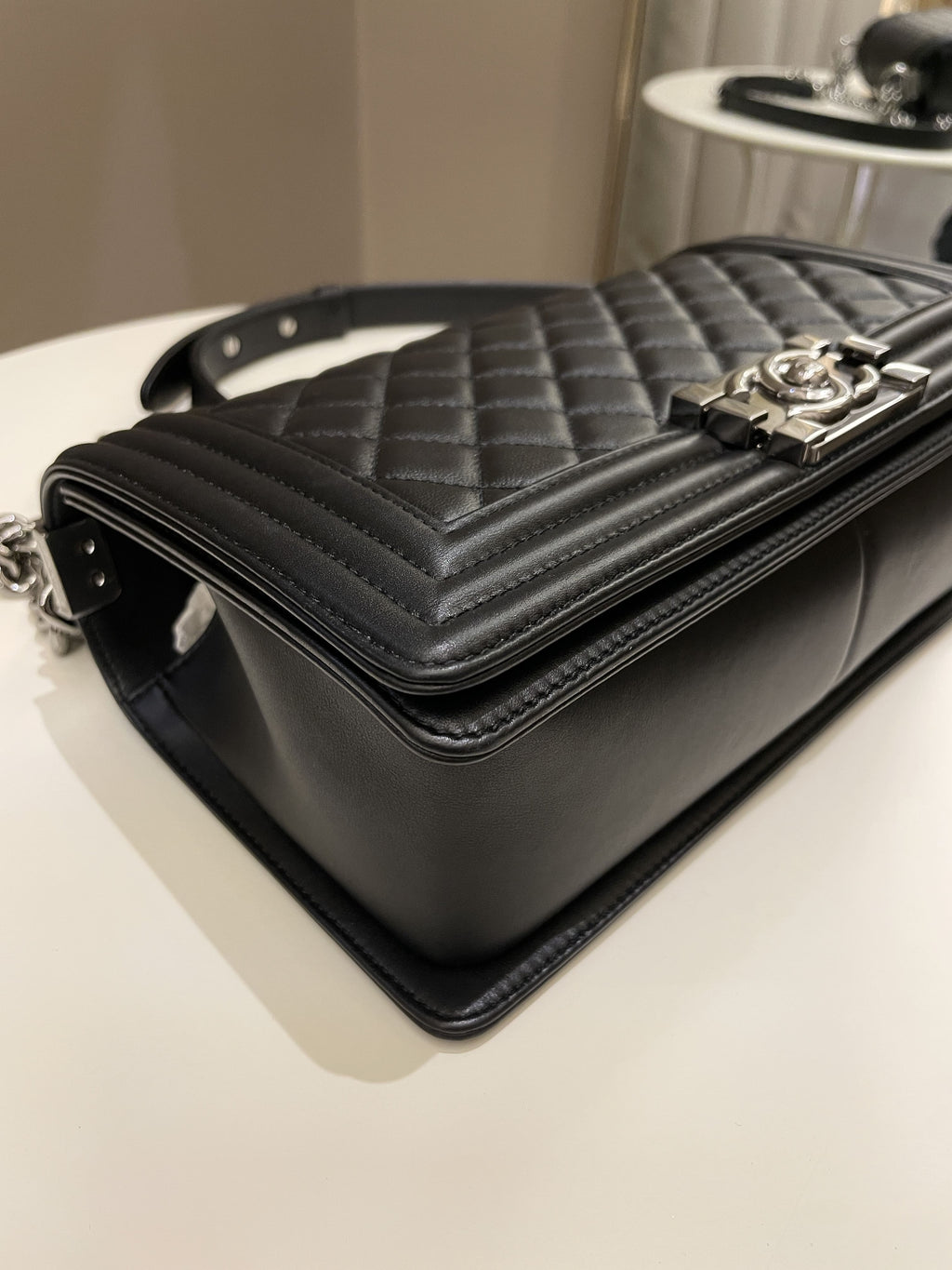 Chanel Quilted Boy Old Medium Black Calfskin