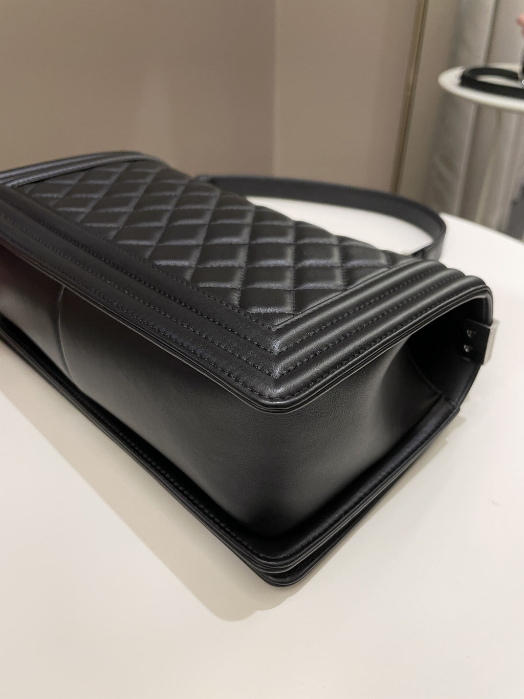 Chanel Quilted Boy Old Medium Black Calfskin