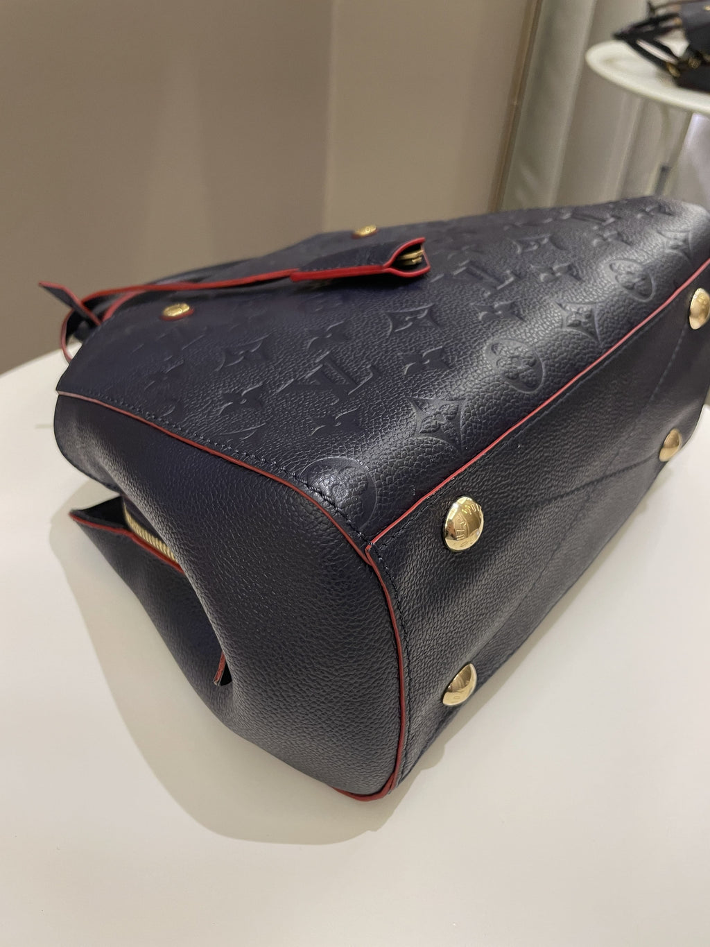 Louis Vuitton Montaigne BB Blue Empreinte