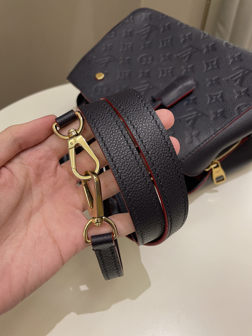 Louis Vuitton Montaigne BB Blue Empreinte