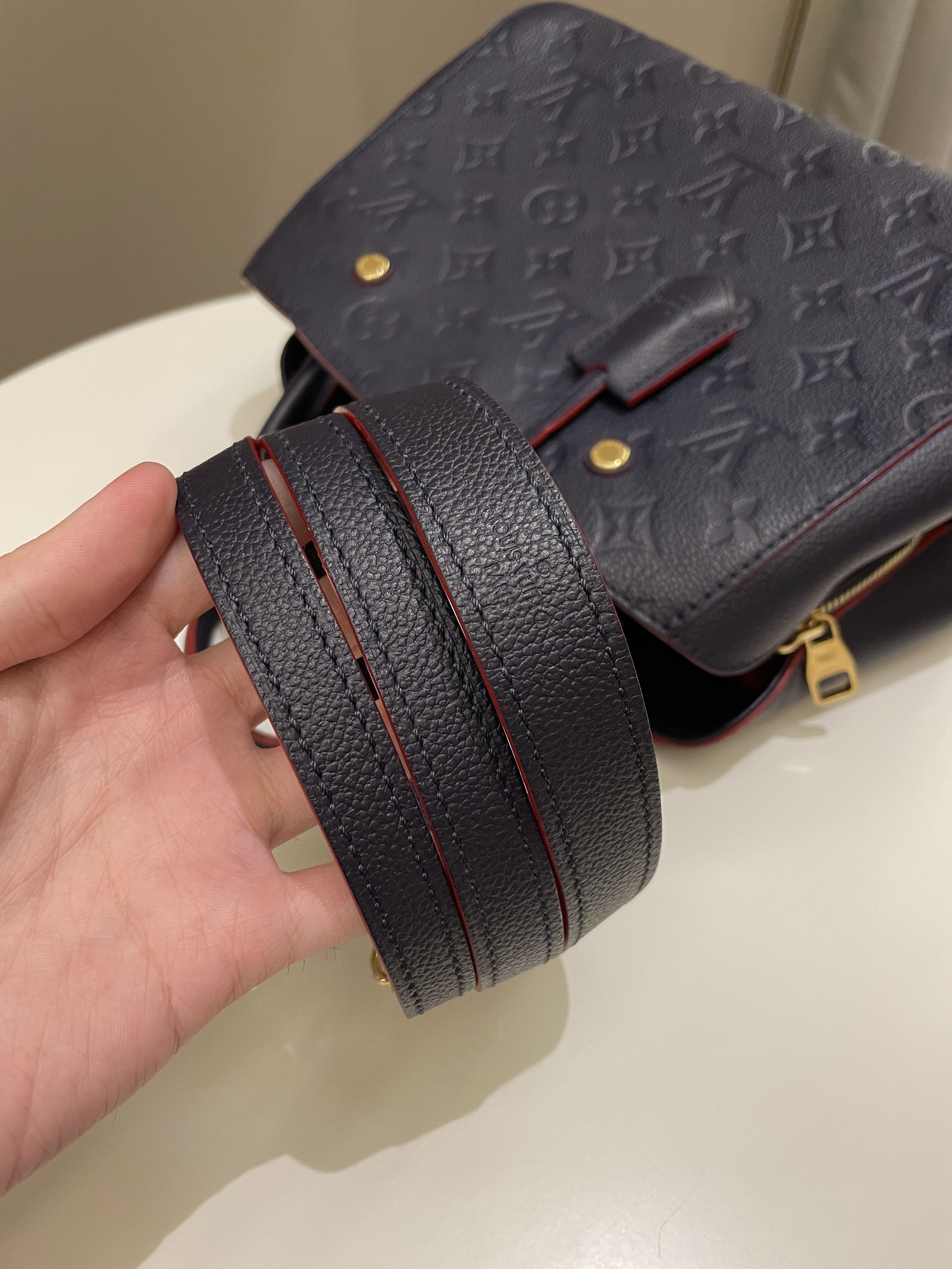 Louis Vuitton Montaigne BB Blue Empreinte